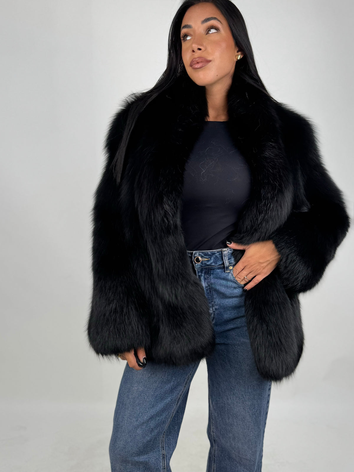 Giacca in volpe black N189