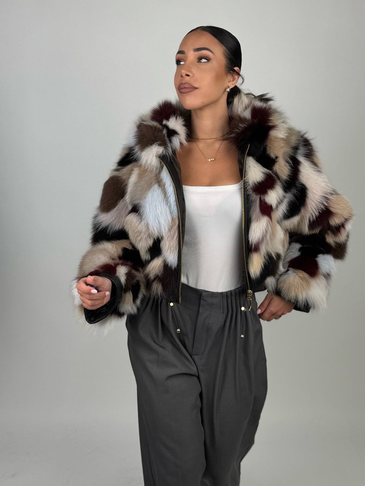 Silver fox bomber jacket