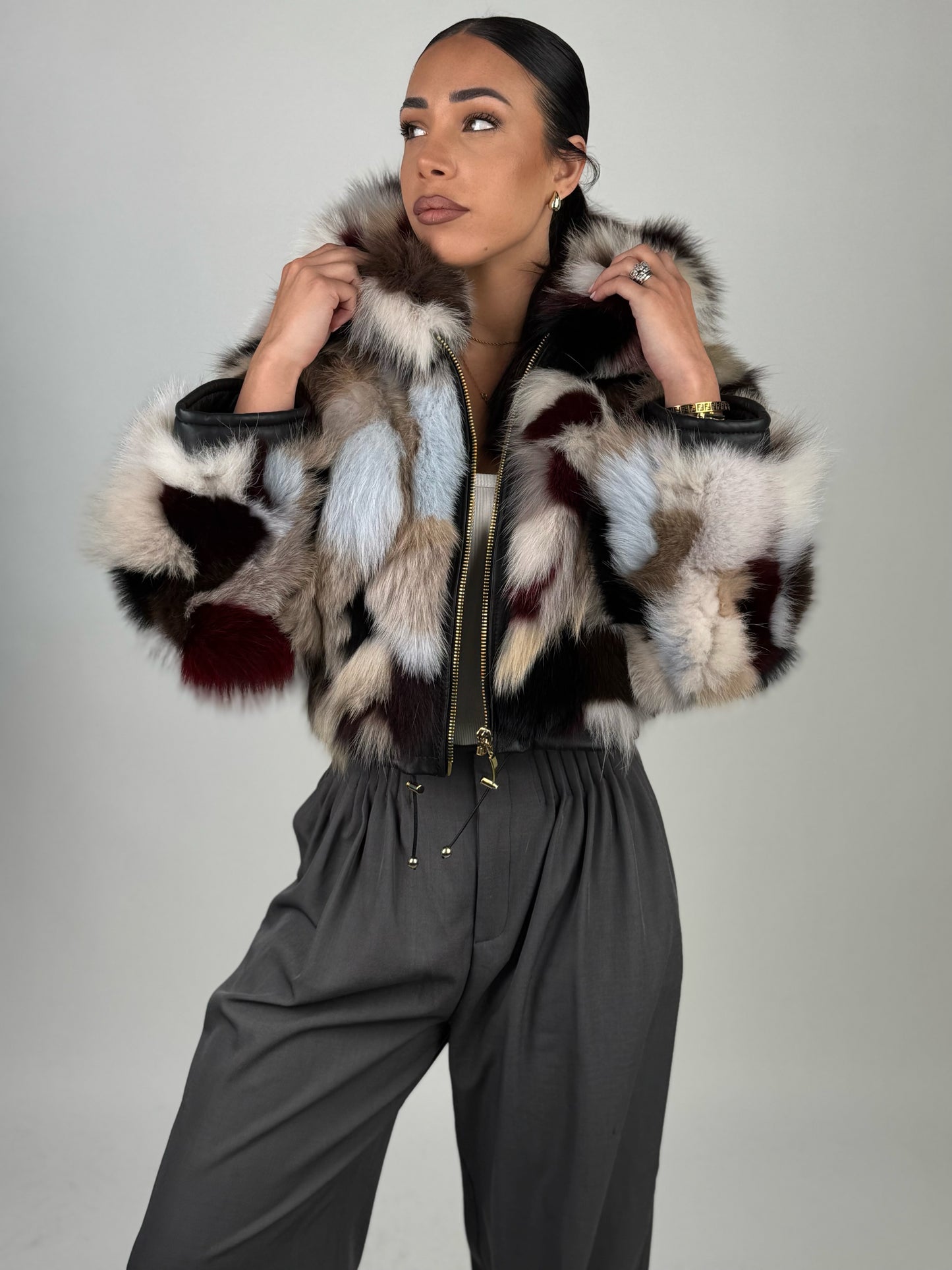 Silver fox bomber jacket