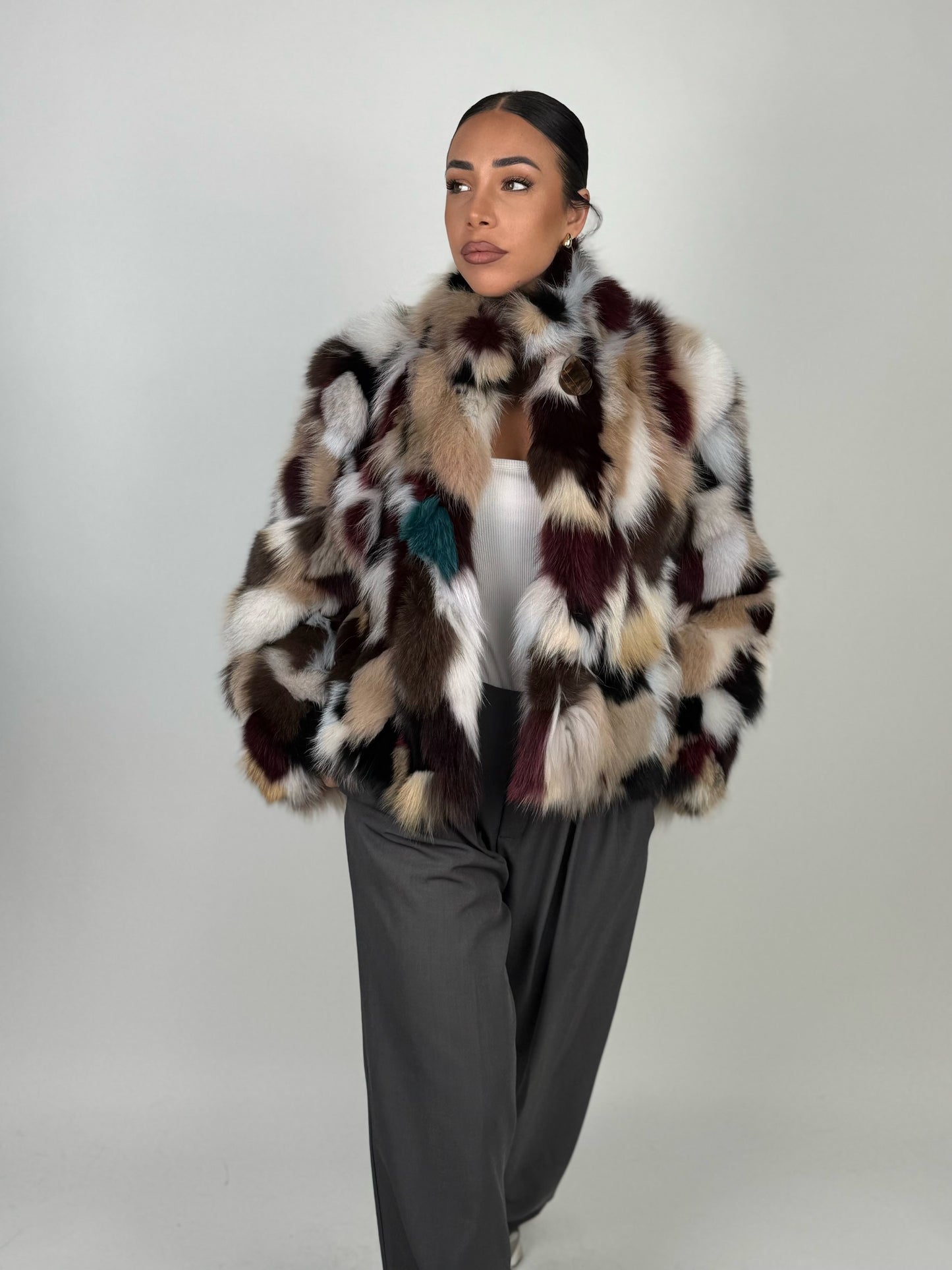 Silver fox bomber jacket