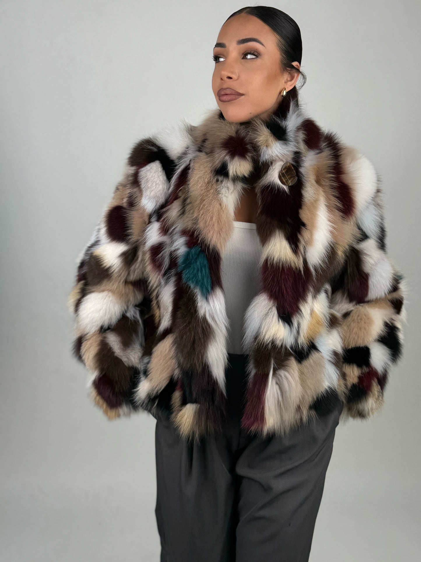 Silver fox bomber jacket