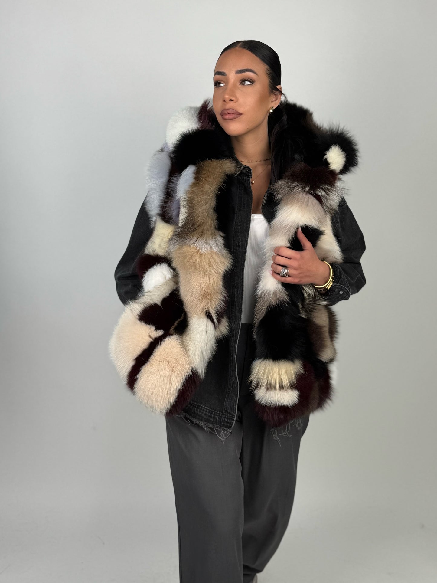 Silver fox bomber jacket