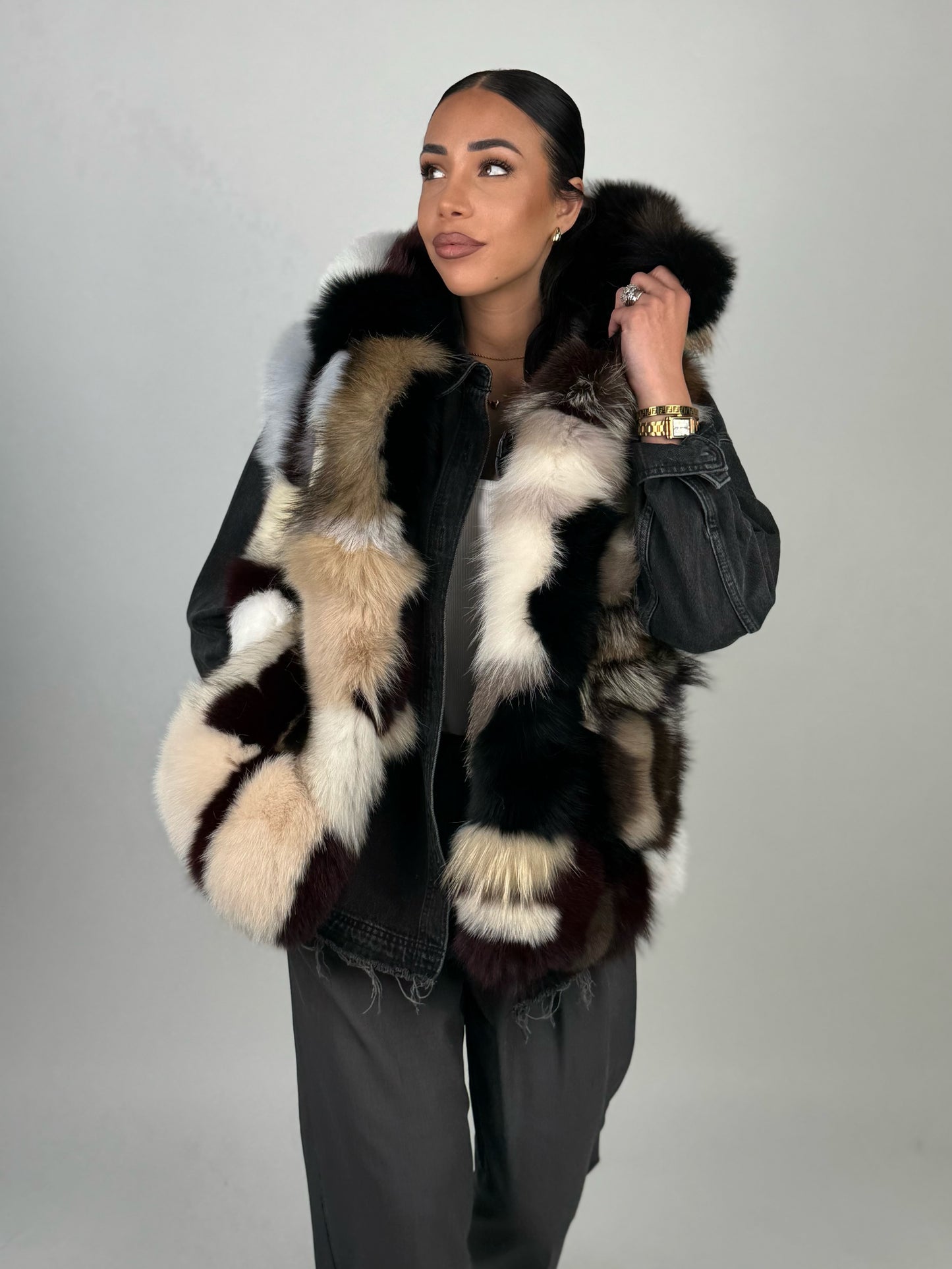 Silver fox bomber jacket
