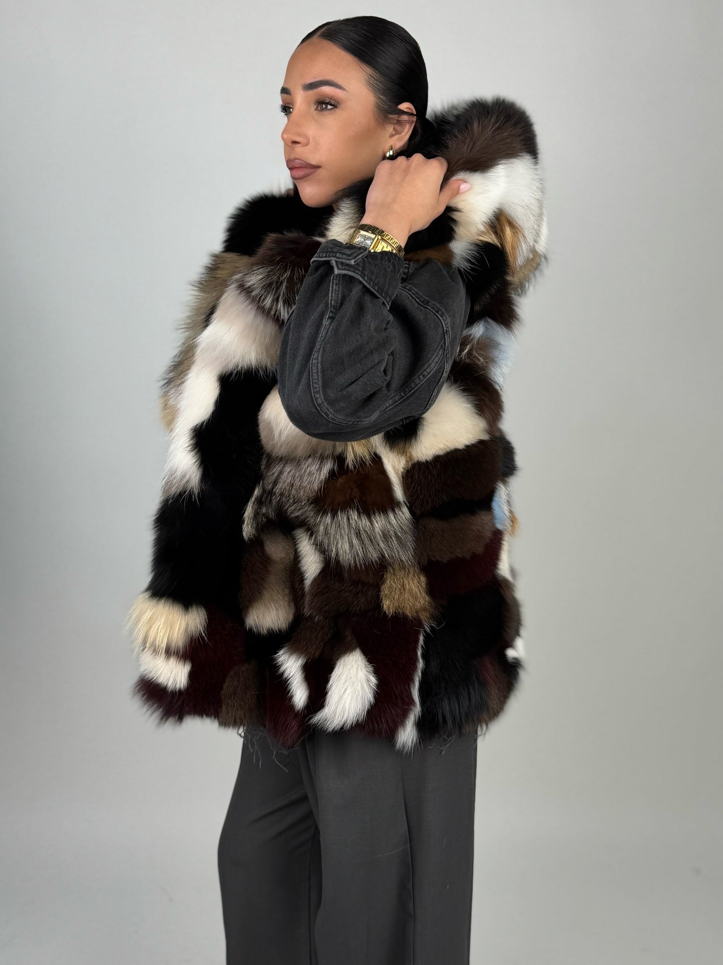 Silver fox bomber jacket