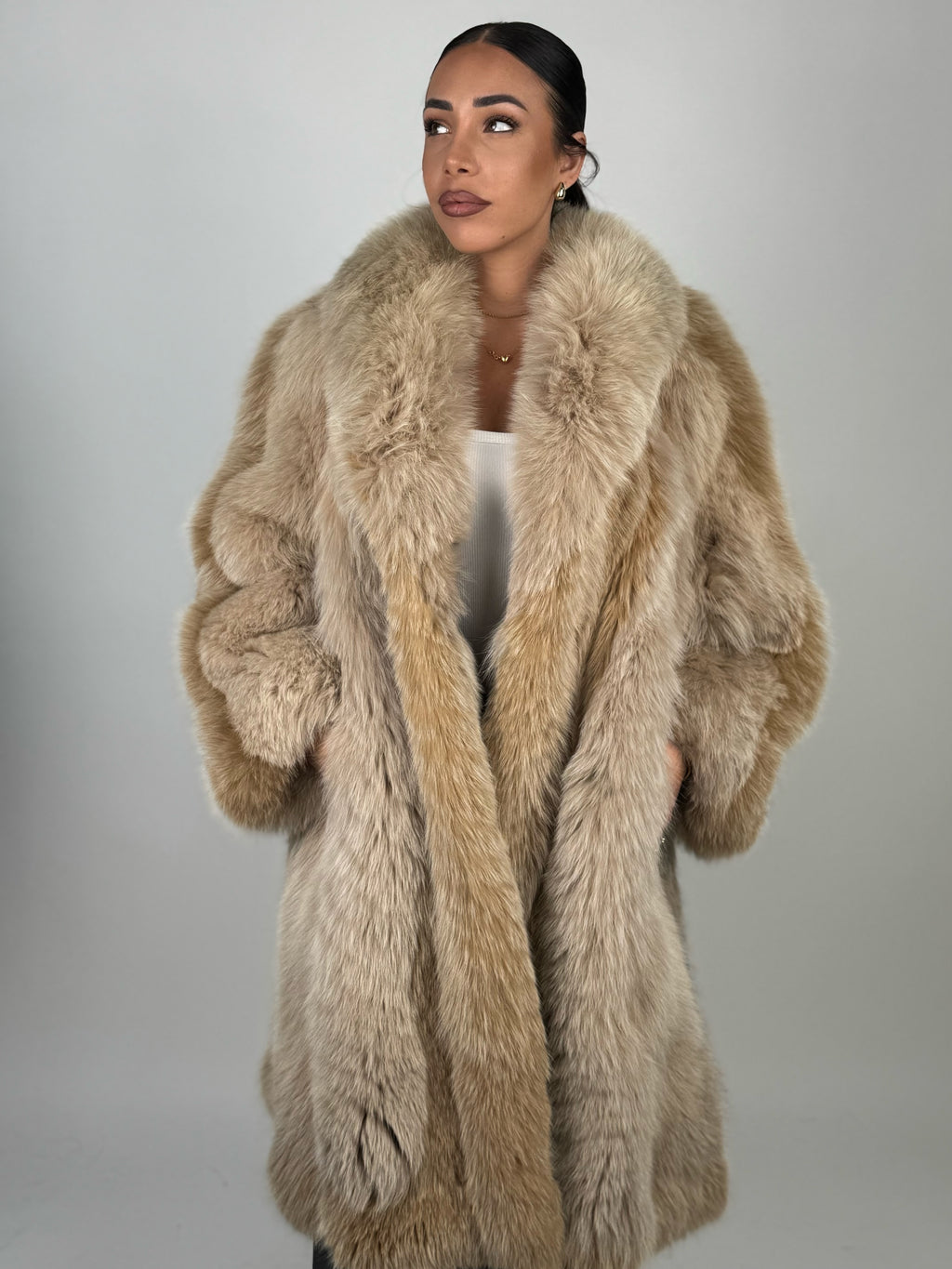 Cappotto in volpe caramello N561