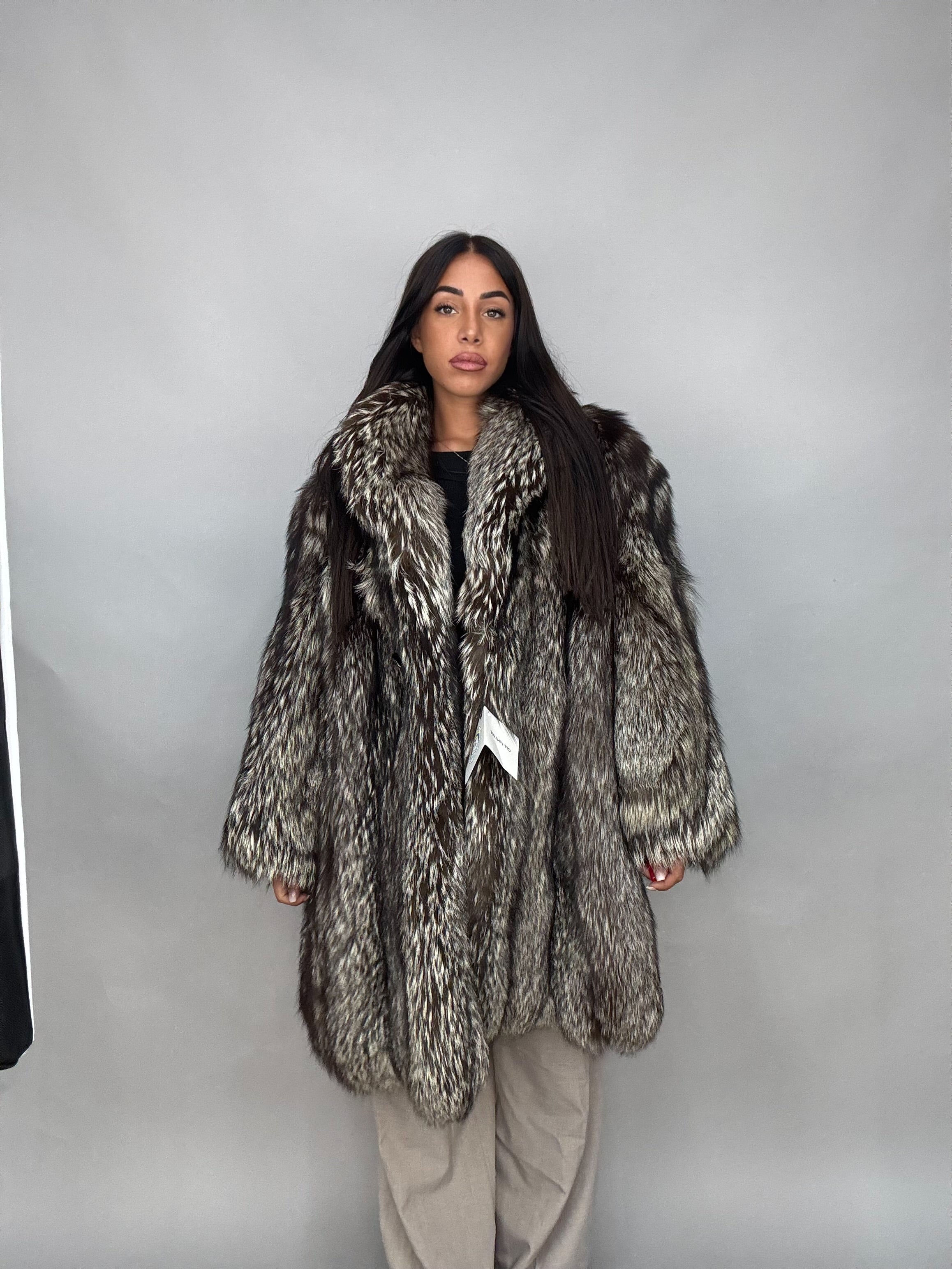 Giacca in volpe argentata