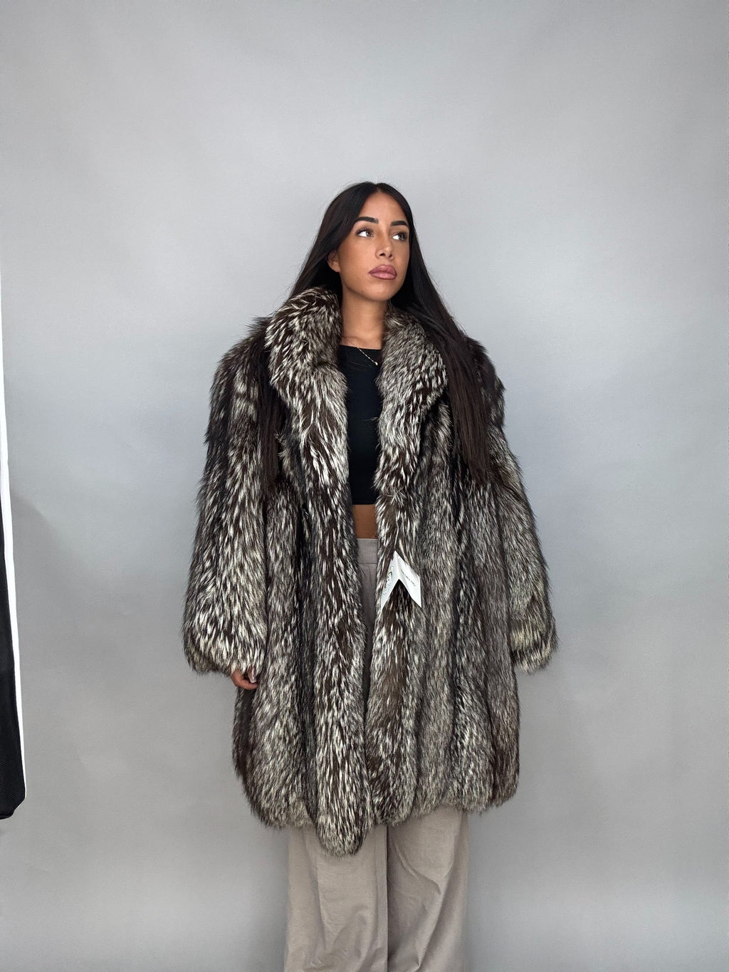 Giacca in volpe argentata