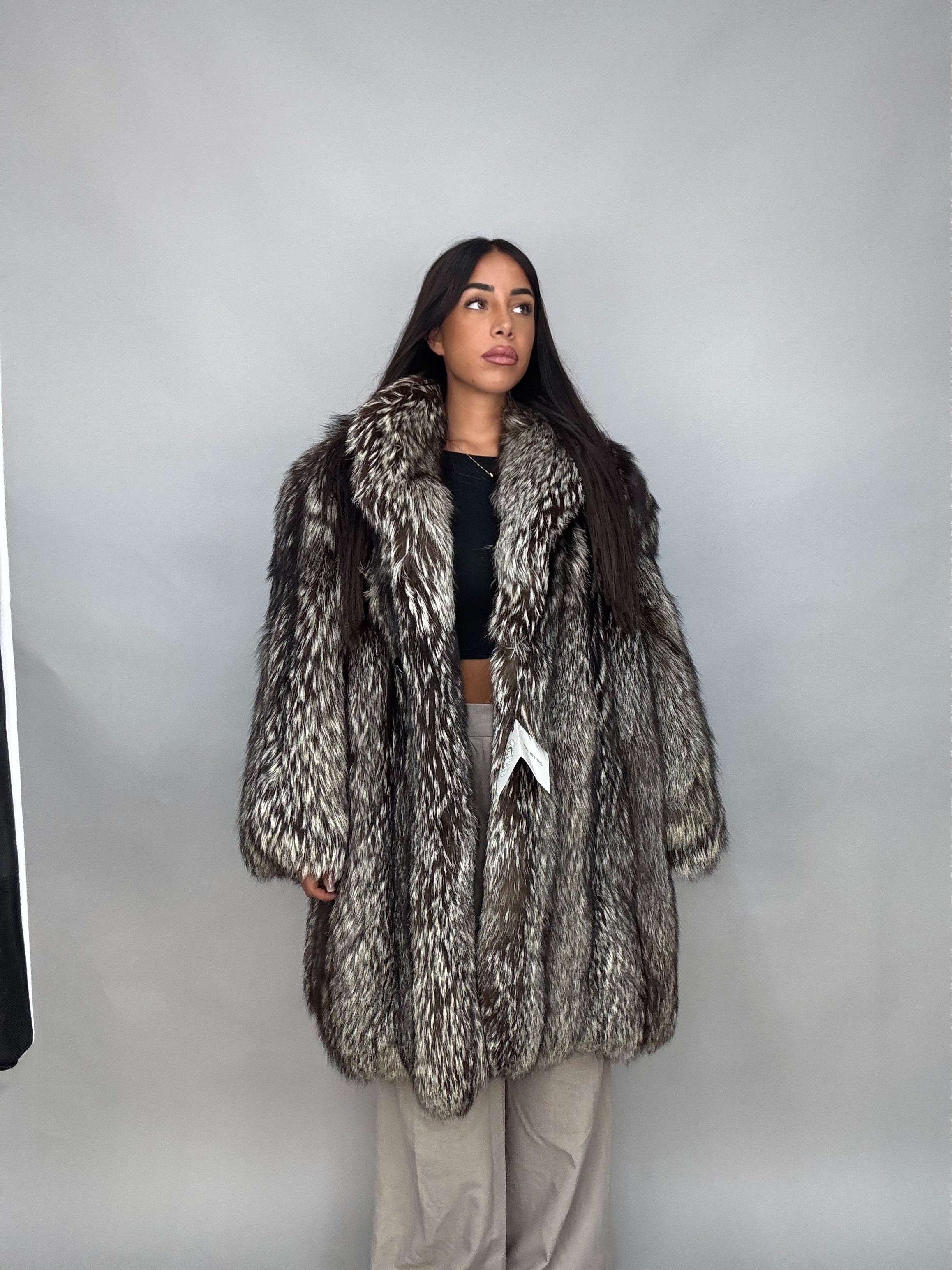 Giacca in volpe argentata