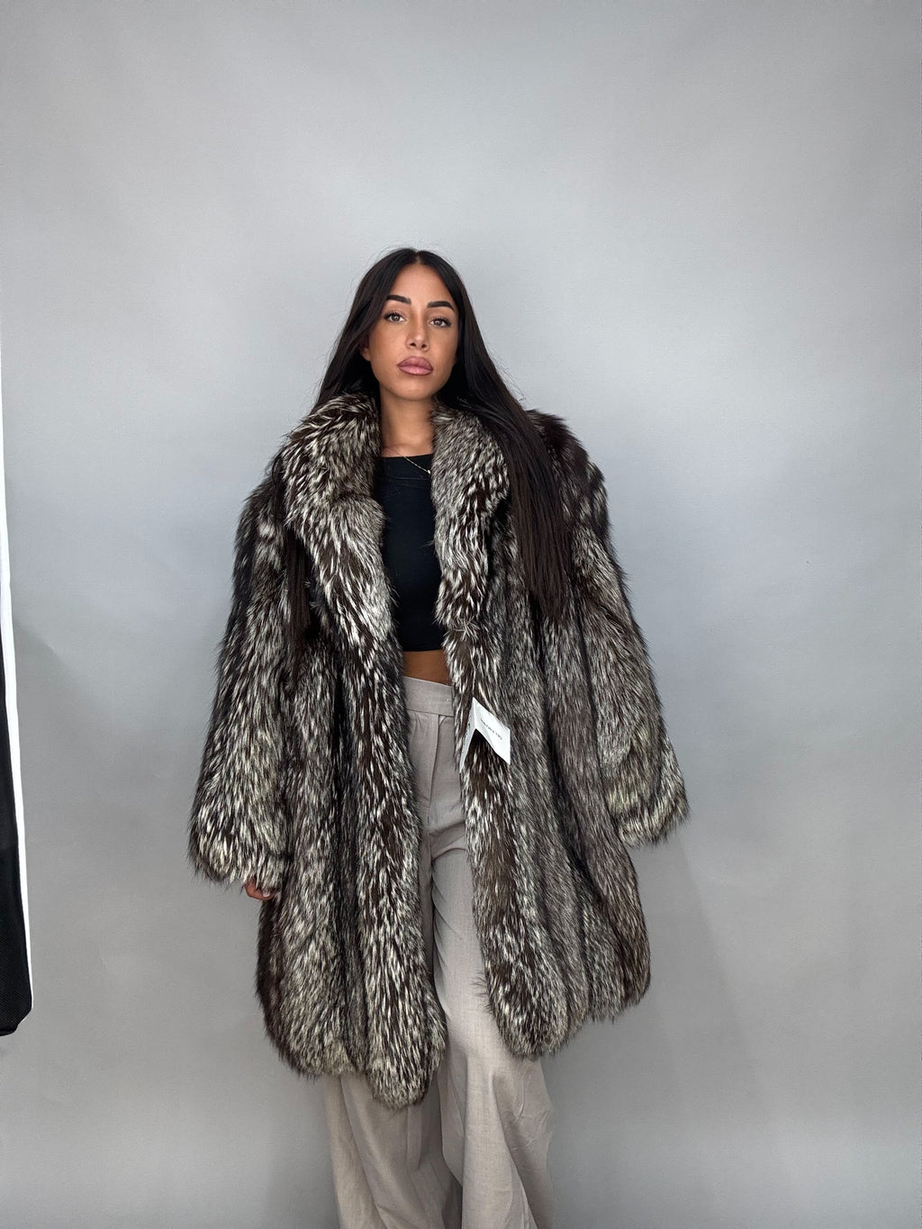 Giacca in volpe argentata