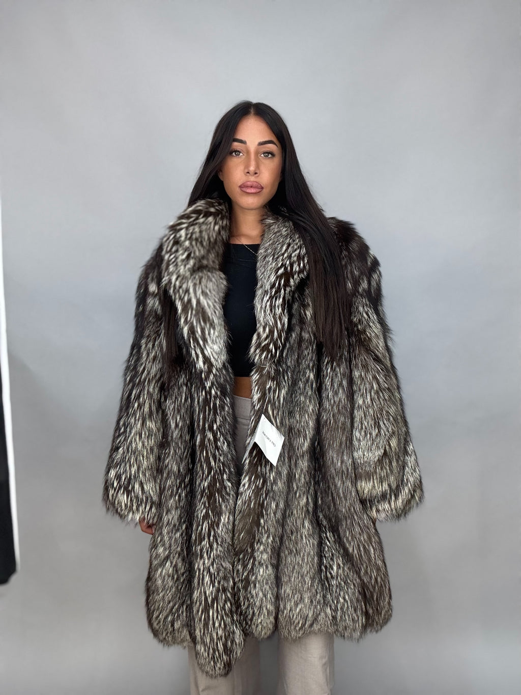 Giacca in volpe argentata