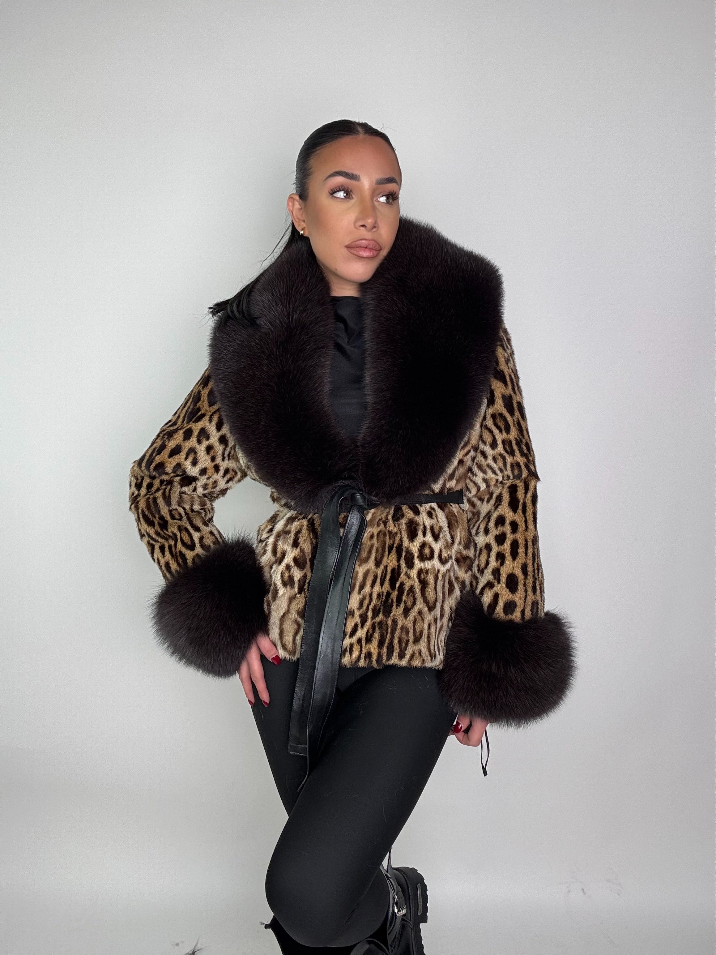 Giacca in leopardo e volpe