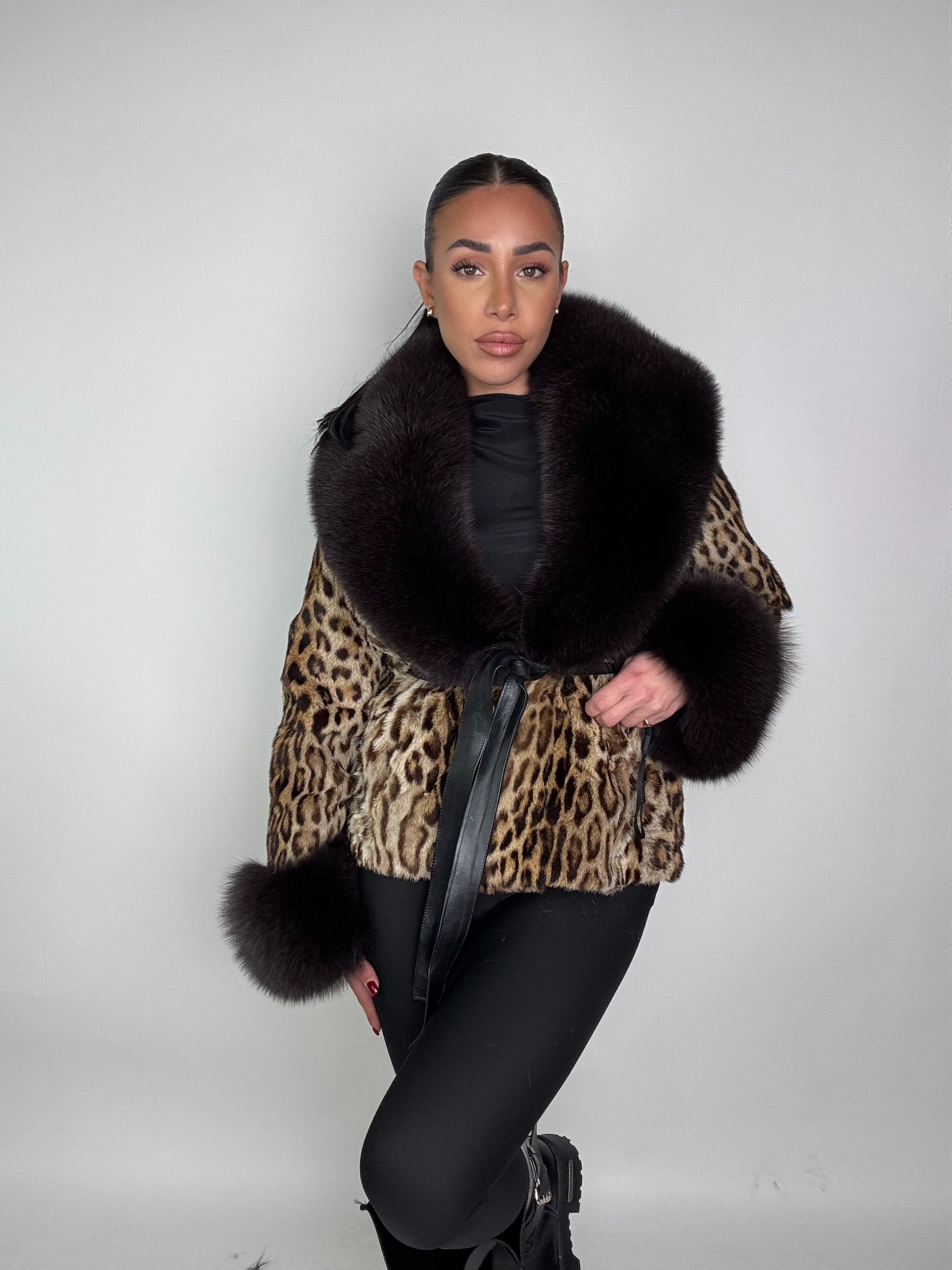 Giacca in leopardo e volpe