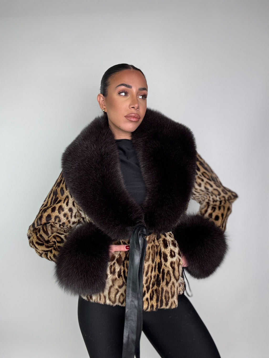 Giacca in leopardo e volpe
