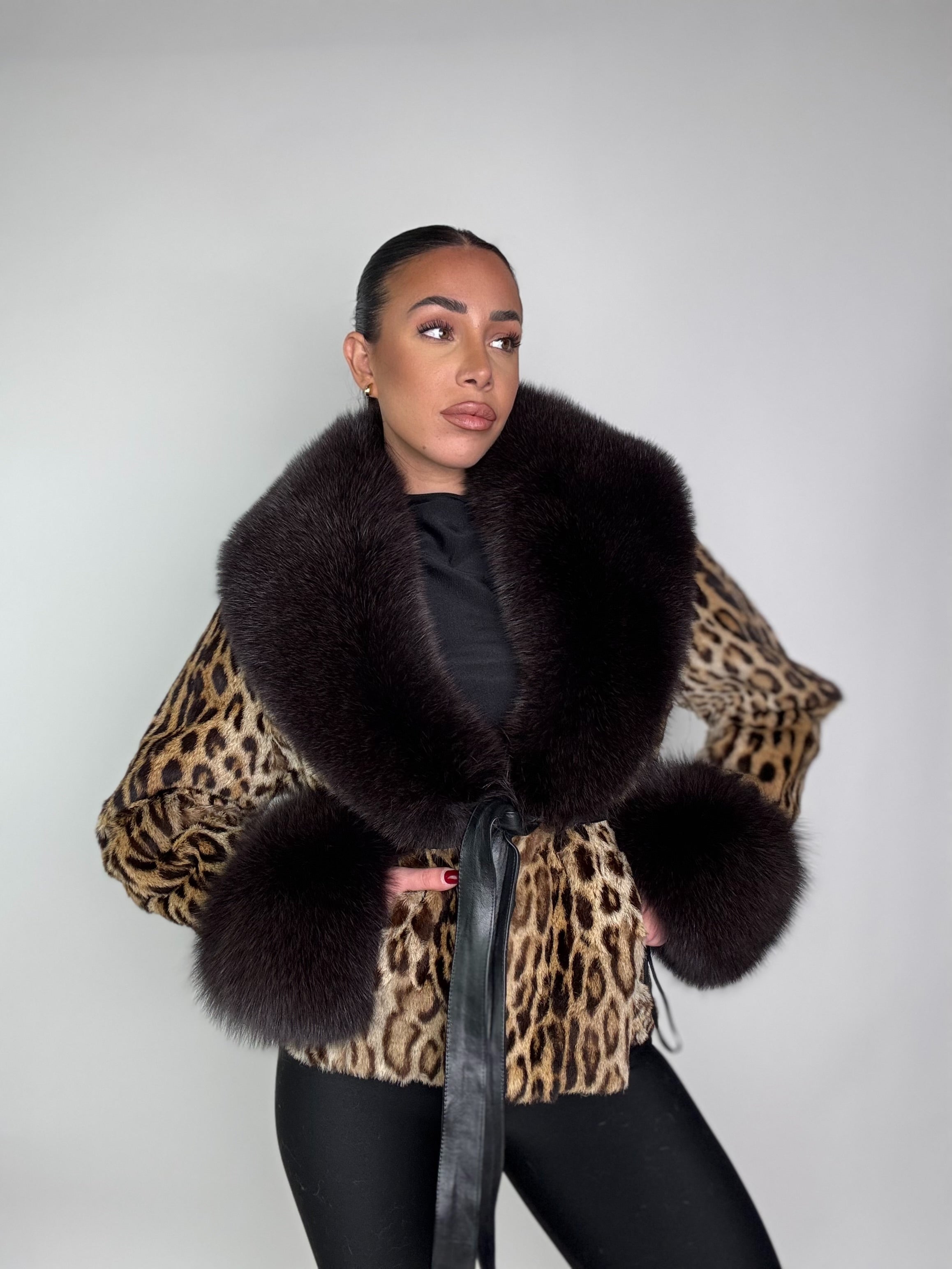 Giacca in leopardo e volpe
