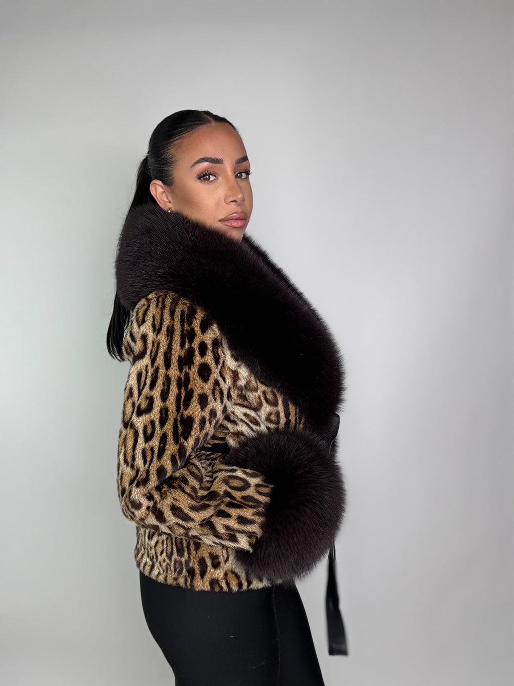 Giacca in leopardo e volpe