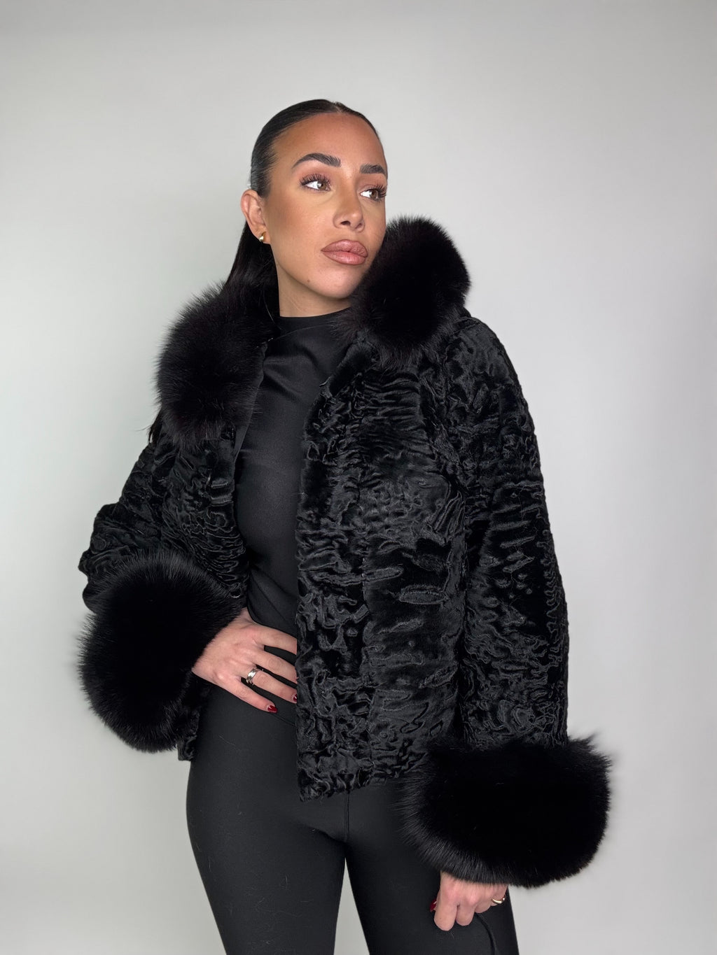 Bomber in astrakan e volpe N32