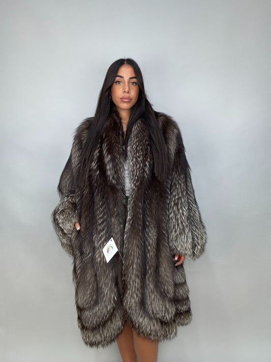 Cappotto in volpe argentata