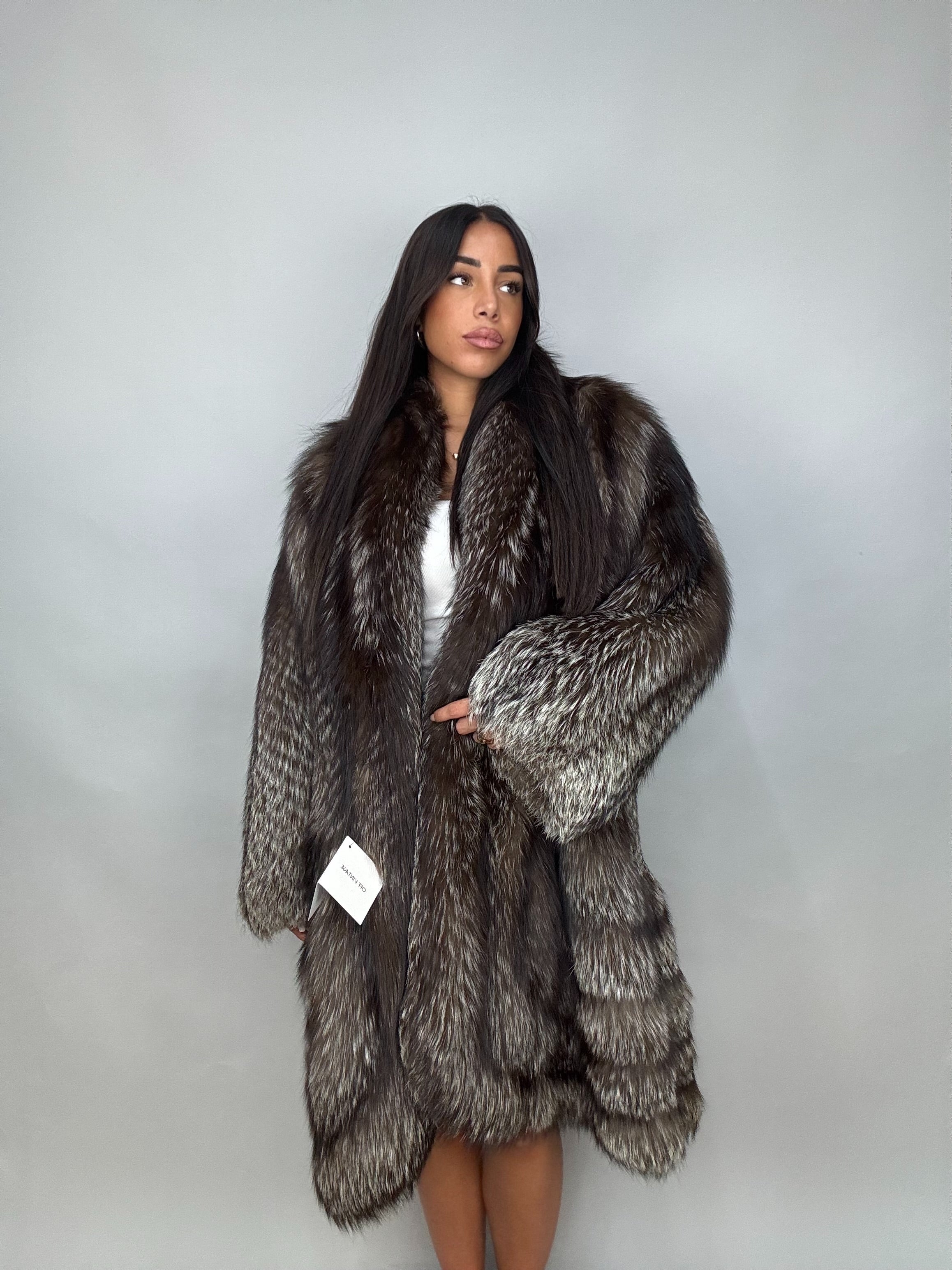 Cappotto in volpe argentata