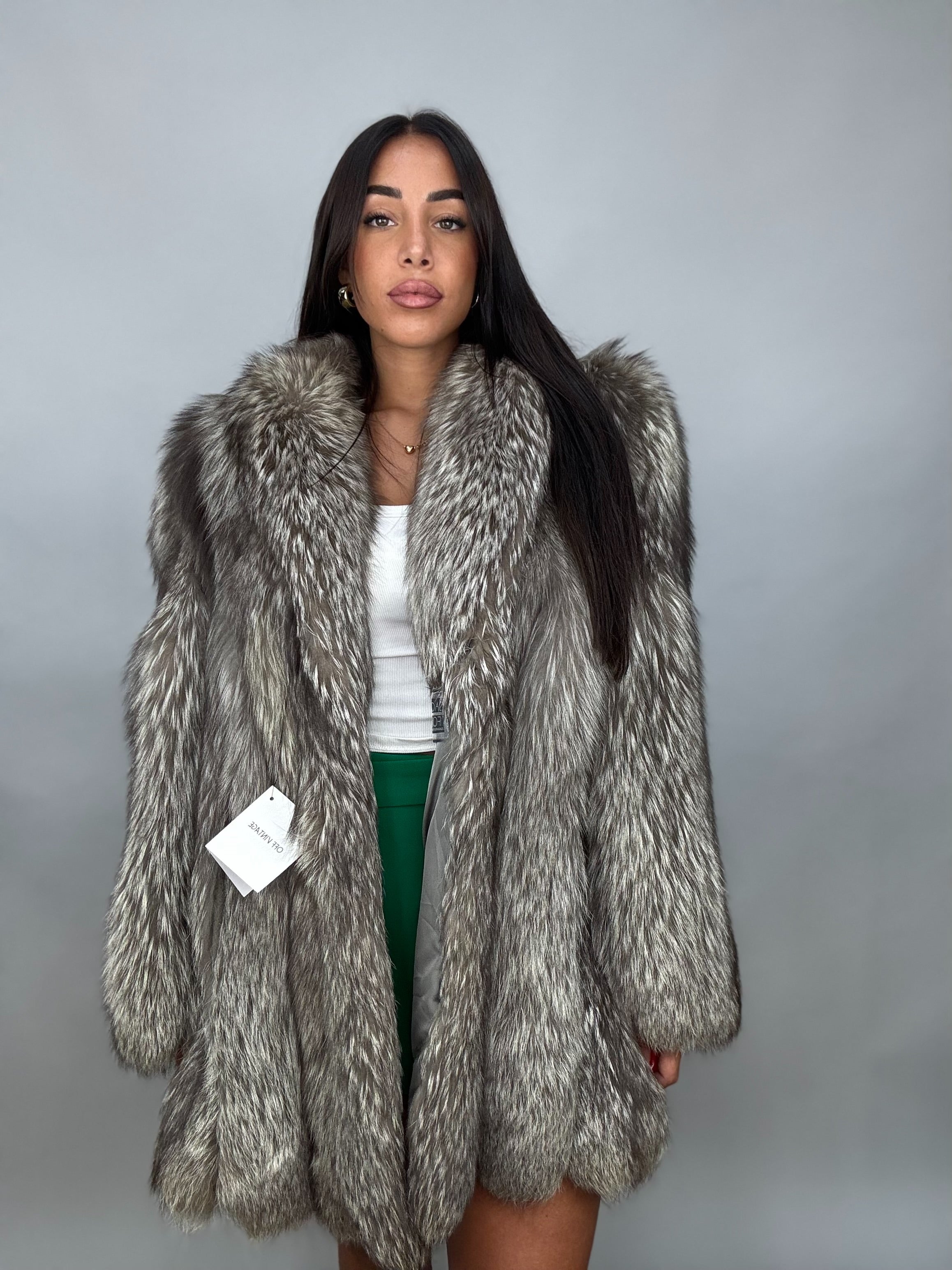 Giacca in volpe argentata