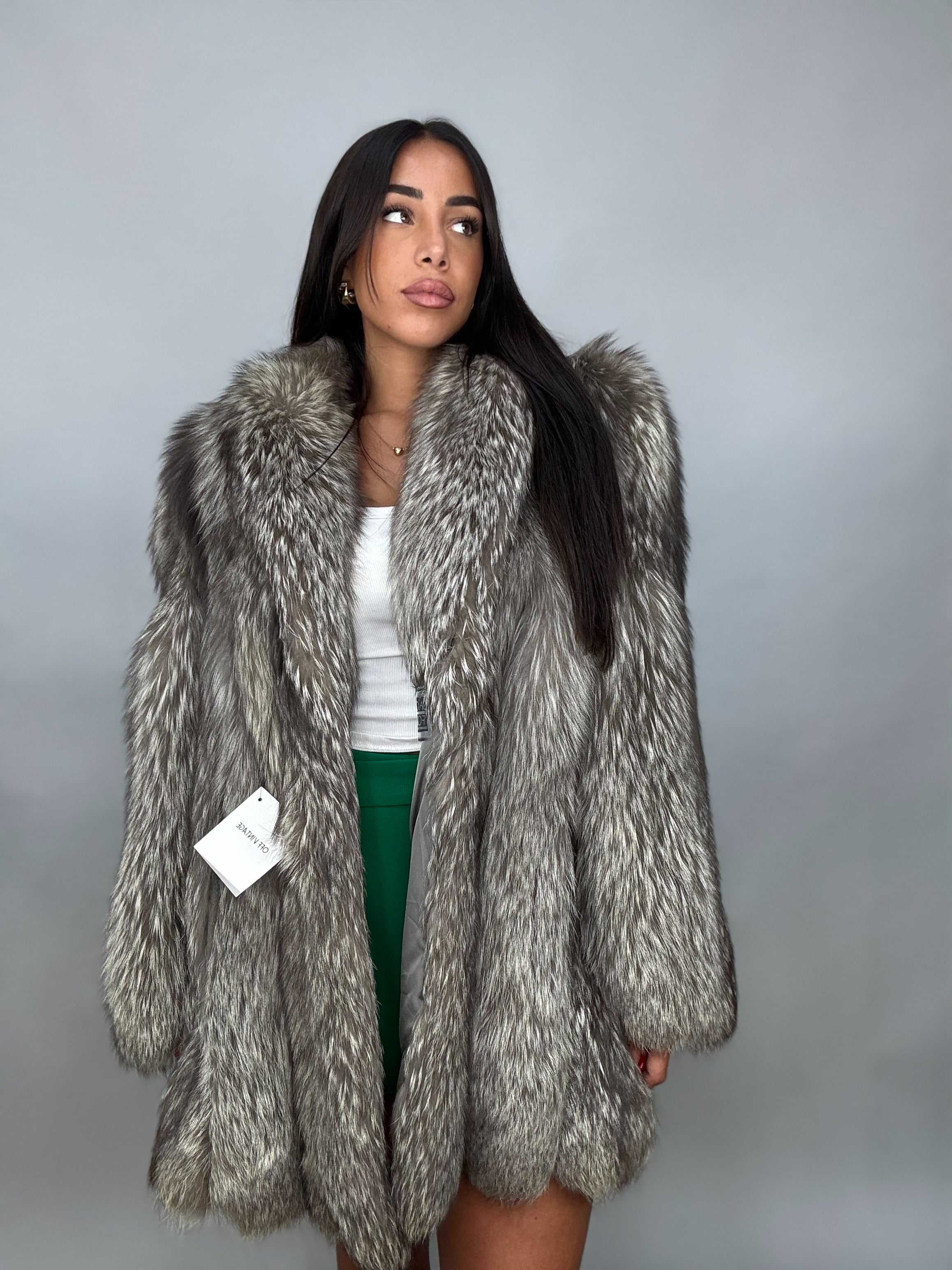 Giacca in volpe argentata