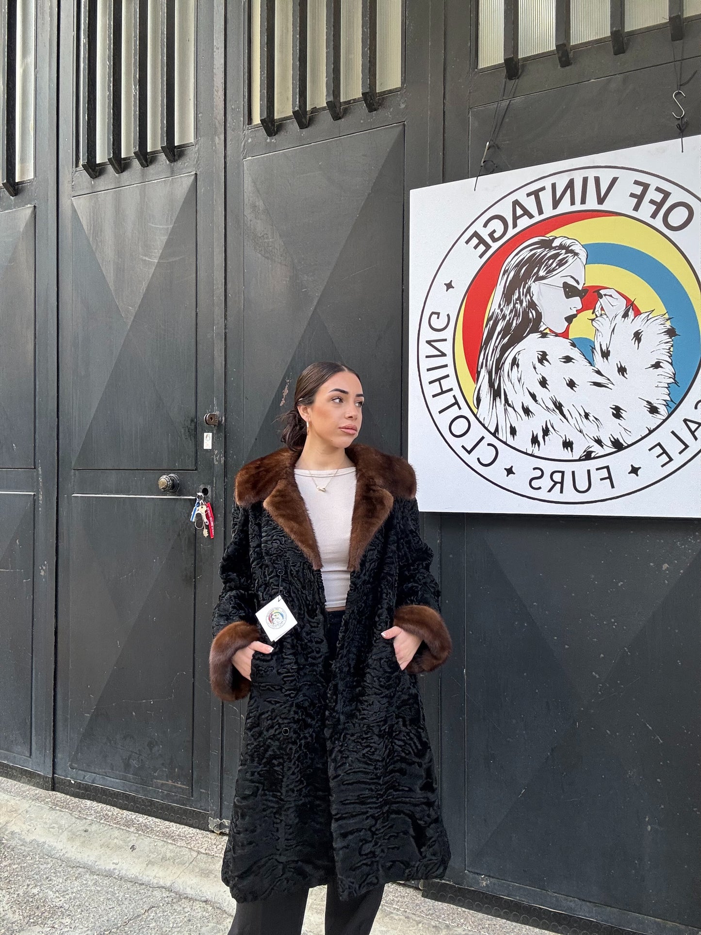 Cappotto in astrakan e visone
