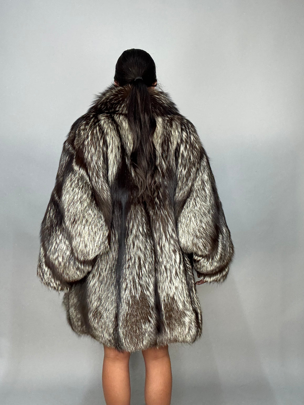 Giacca in volpe argentata