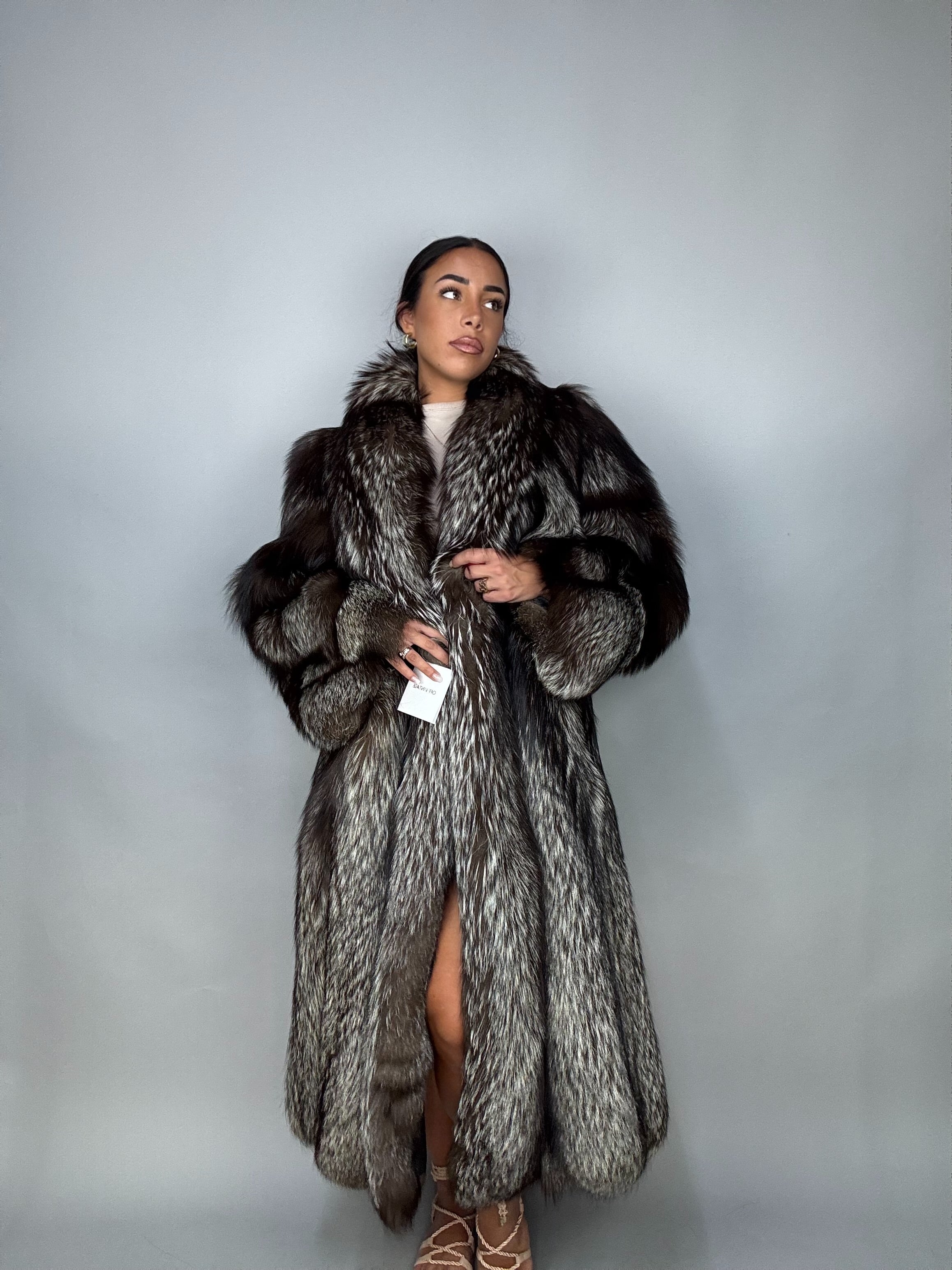 Cappotto in volpe argentata