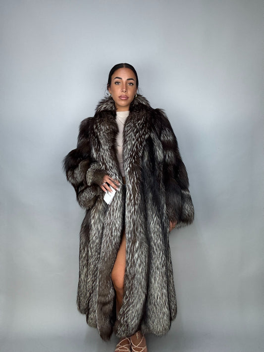 Cappotto in volpe argentata