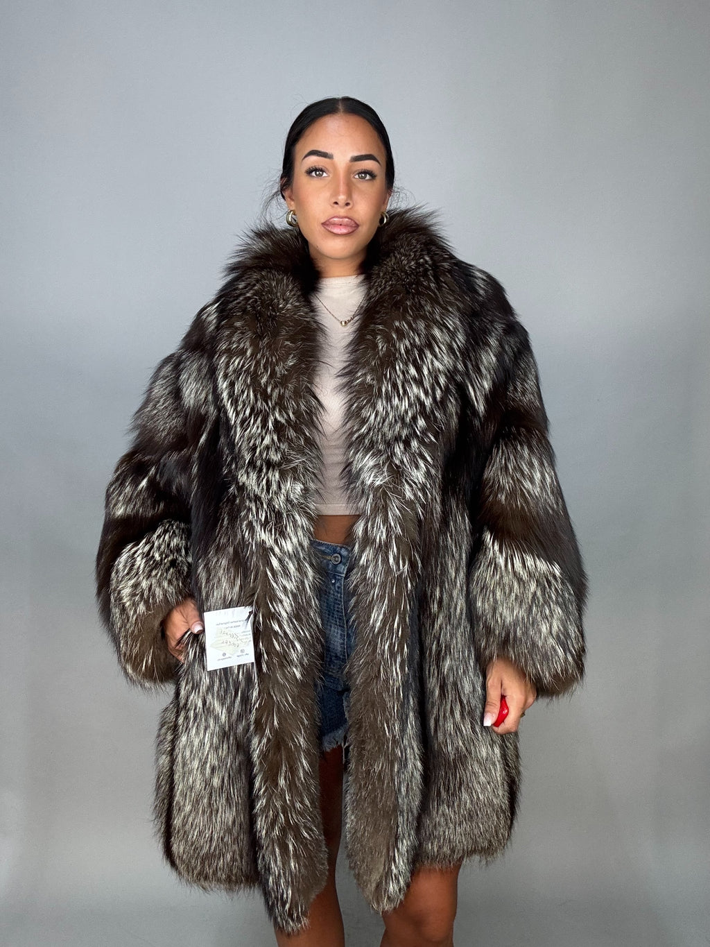 Giacca in volpe argentata