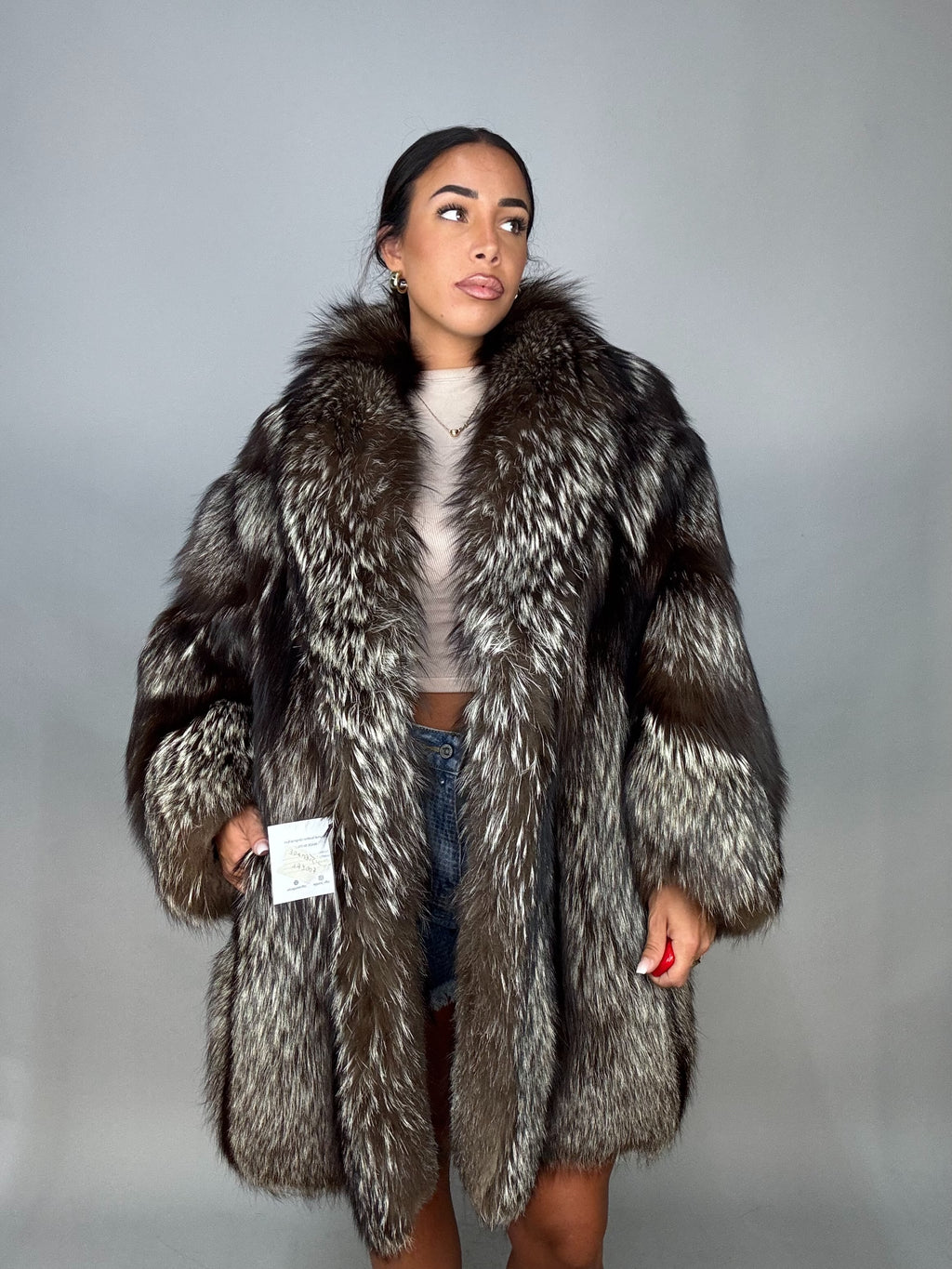 Giacca in volpe argentata