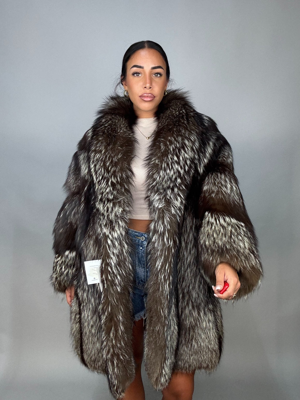 Giacca in volpe argentata