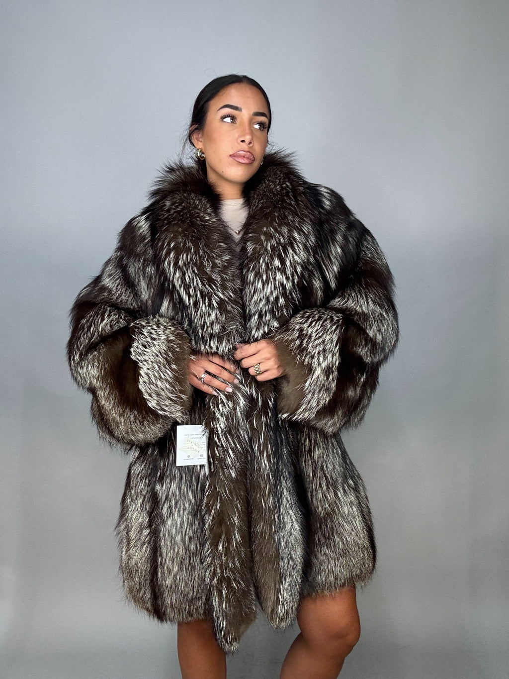 Giacca in volpe argentata