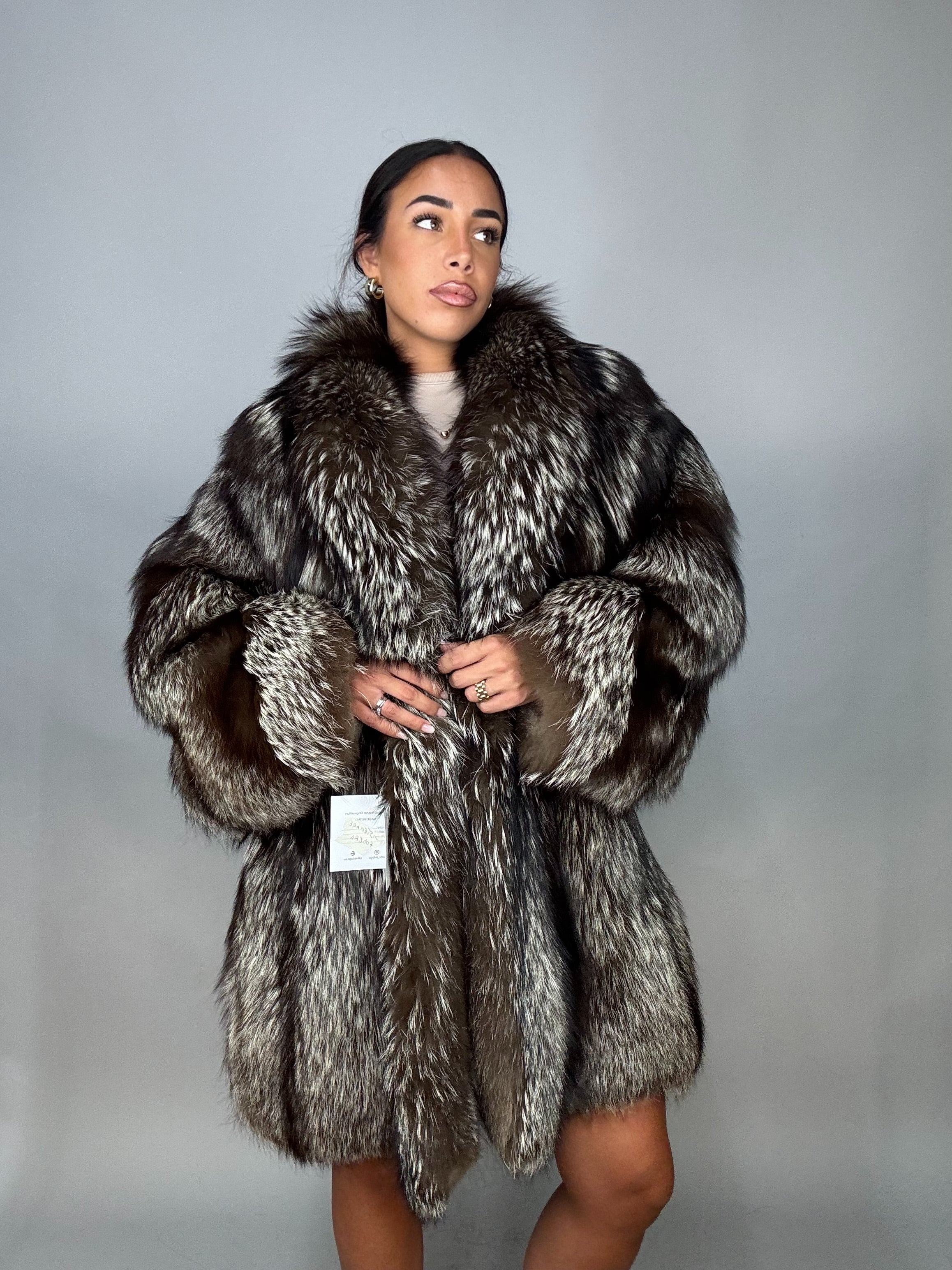 Giacca in volpe argentata