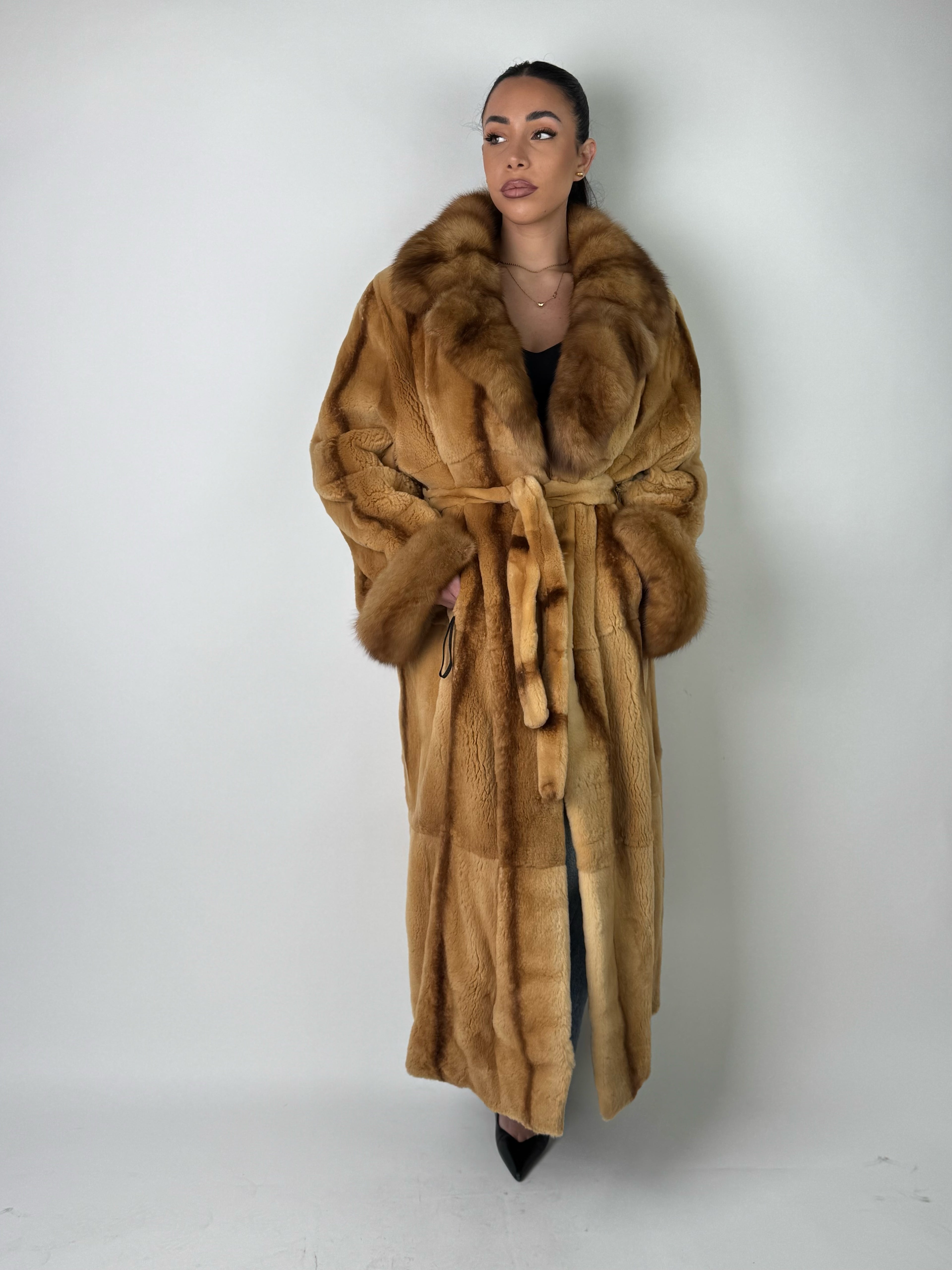 Cappotto in visone rasato e zibellino N567