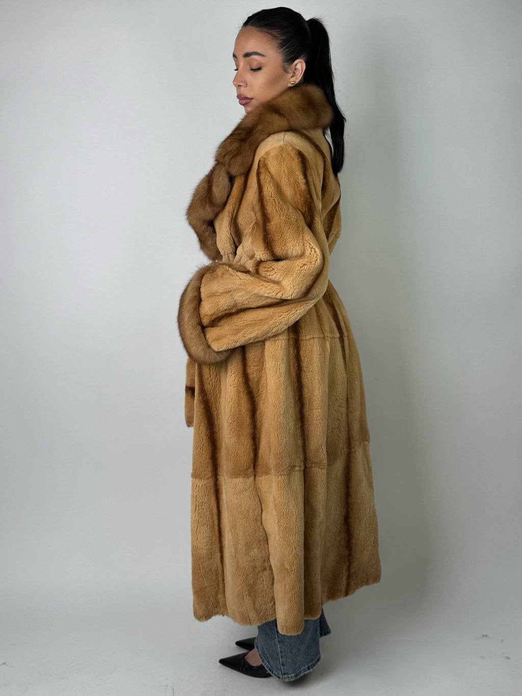 Cappotto in visone rasato e zibellino N567
