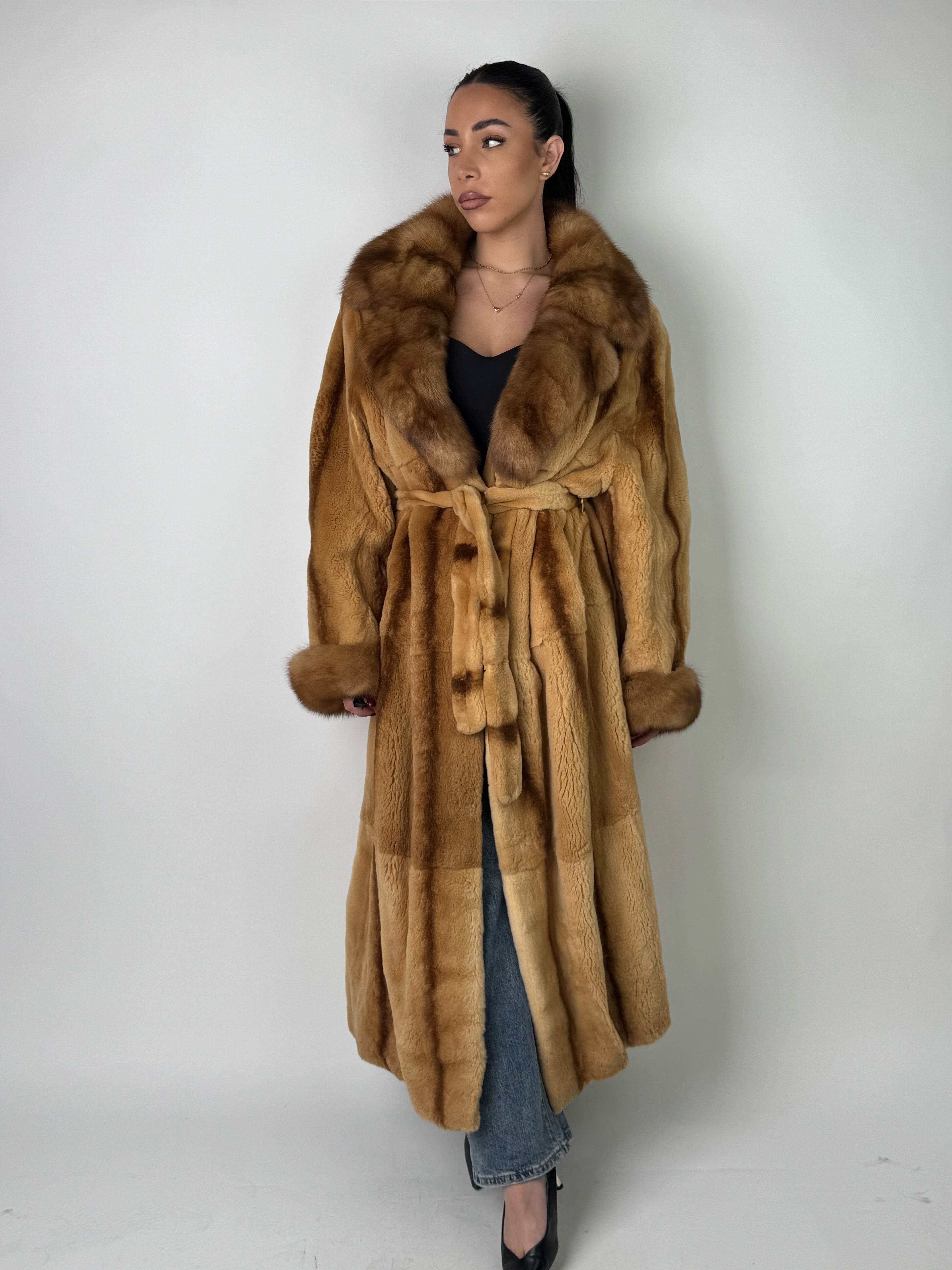 Cappotto in visone rasato e zibellino N567