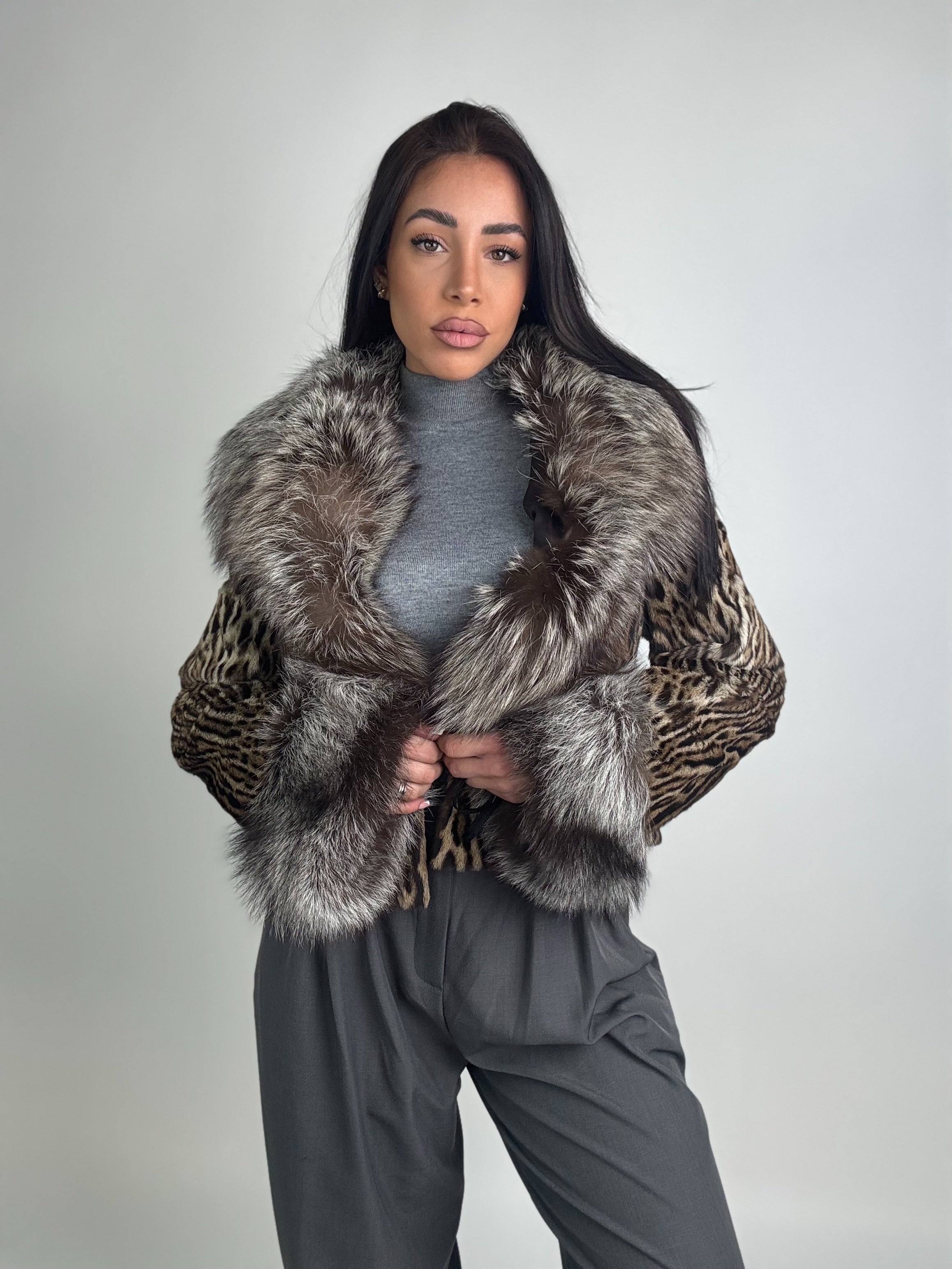 Bolerino in leopardo e volpe argentata N38