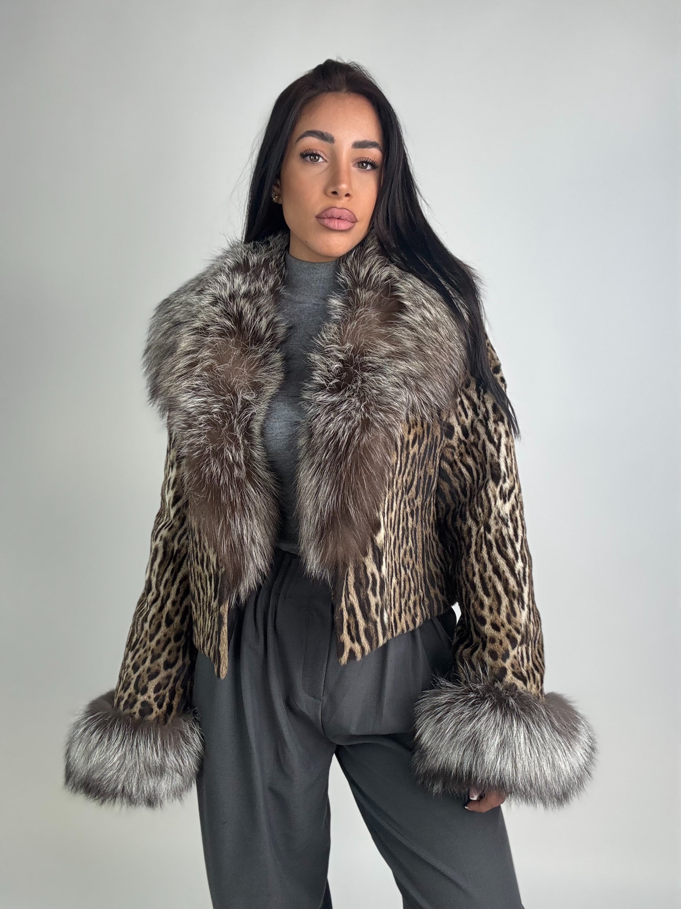 Bolerino in leopardo e volpe argentata N38