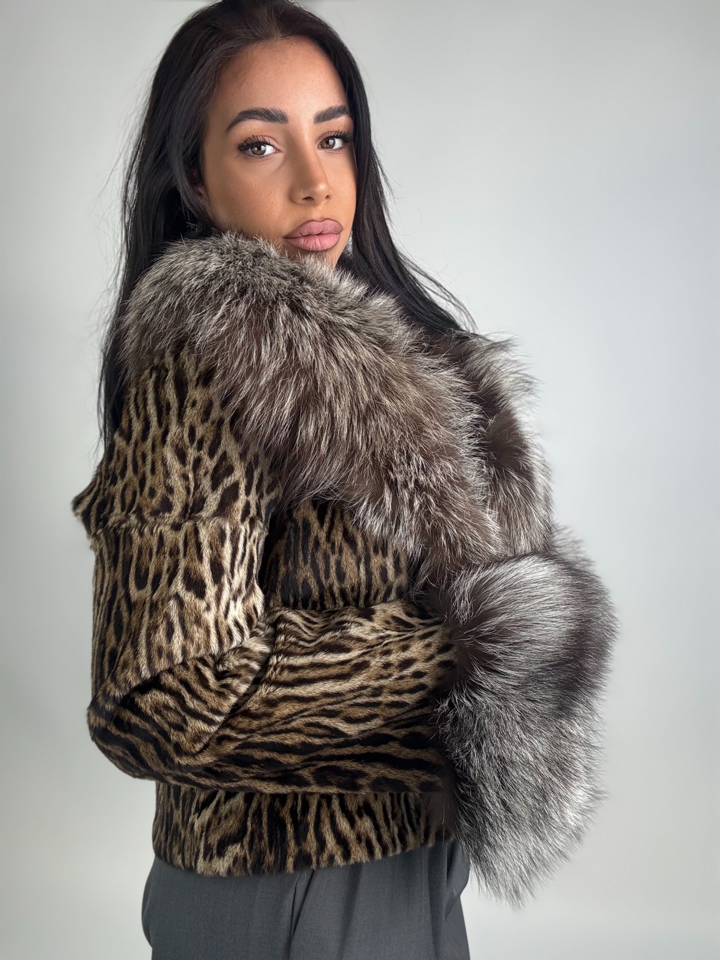 Bolerino in leopardo e volpe argentata N38