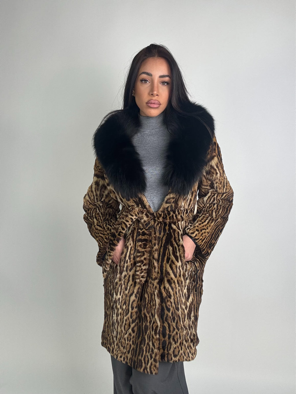Cappotto in leopardo e volpe N39