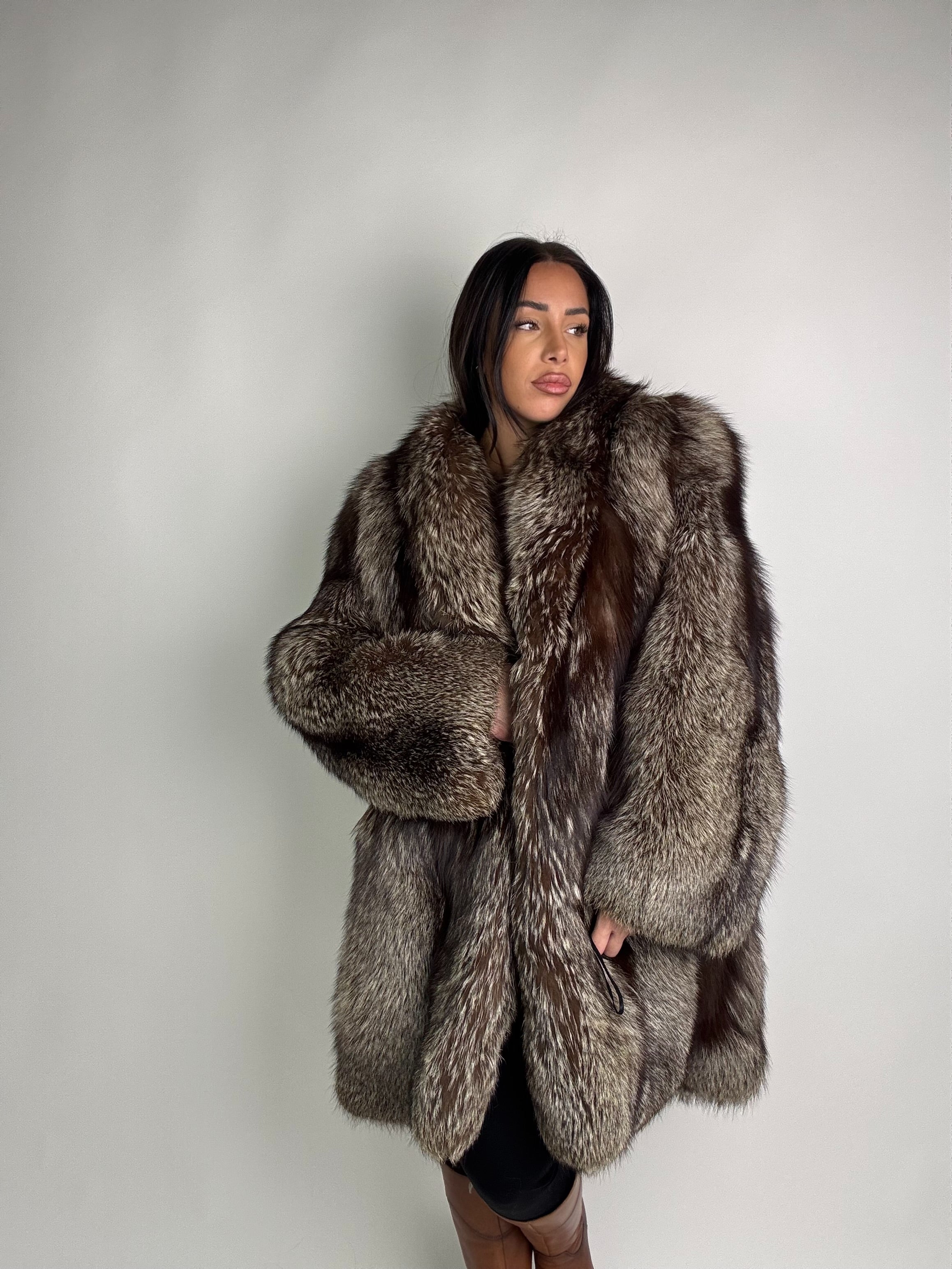 Giacca in volpe argentata N84