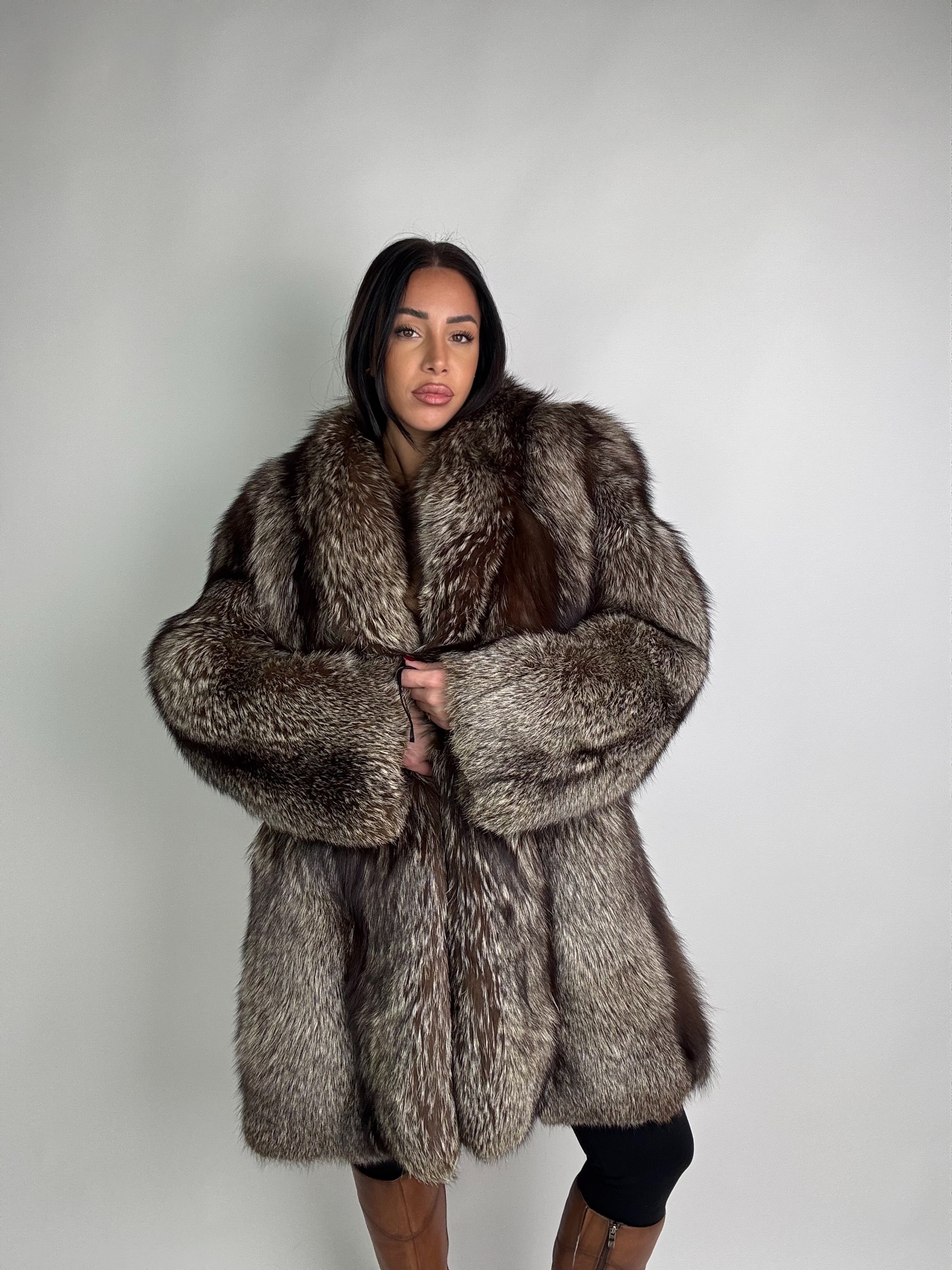 Giacca in volpe argentata N84