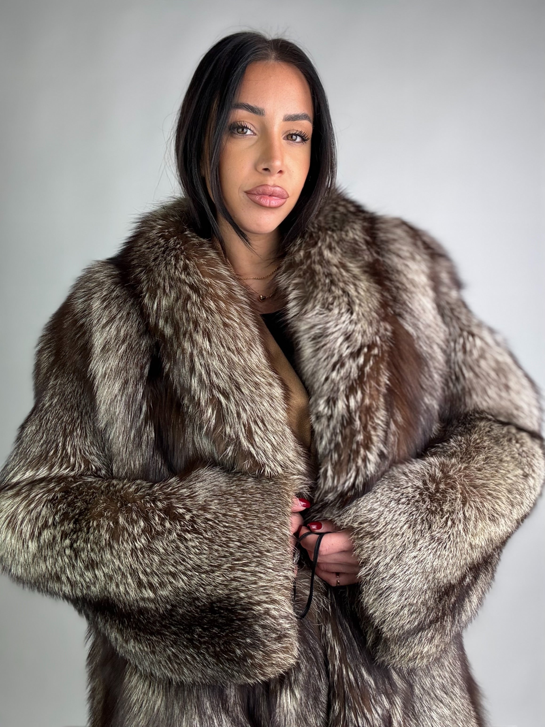 Giacca in volpe argentata N84