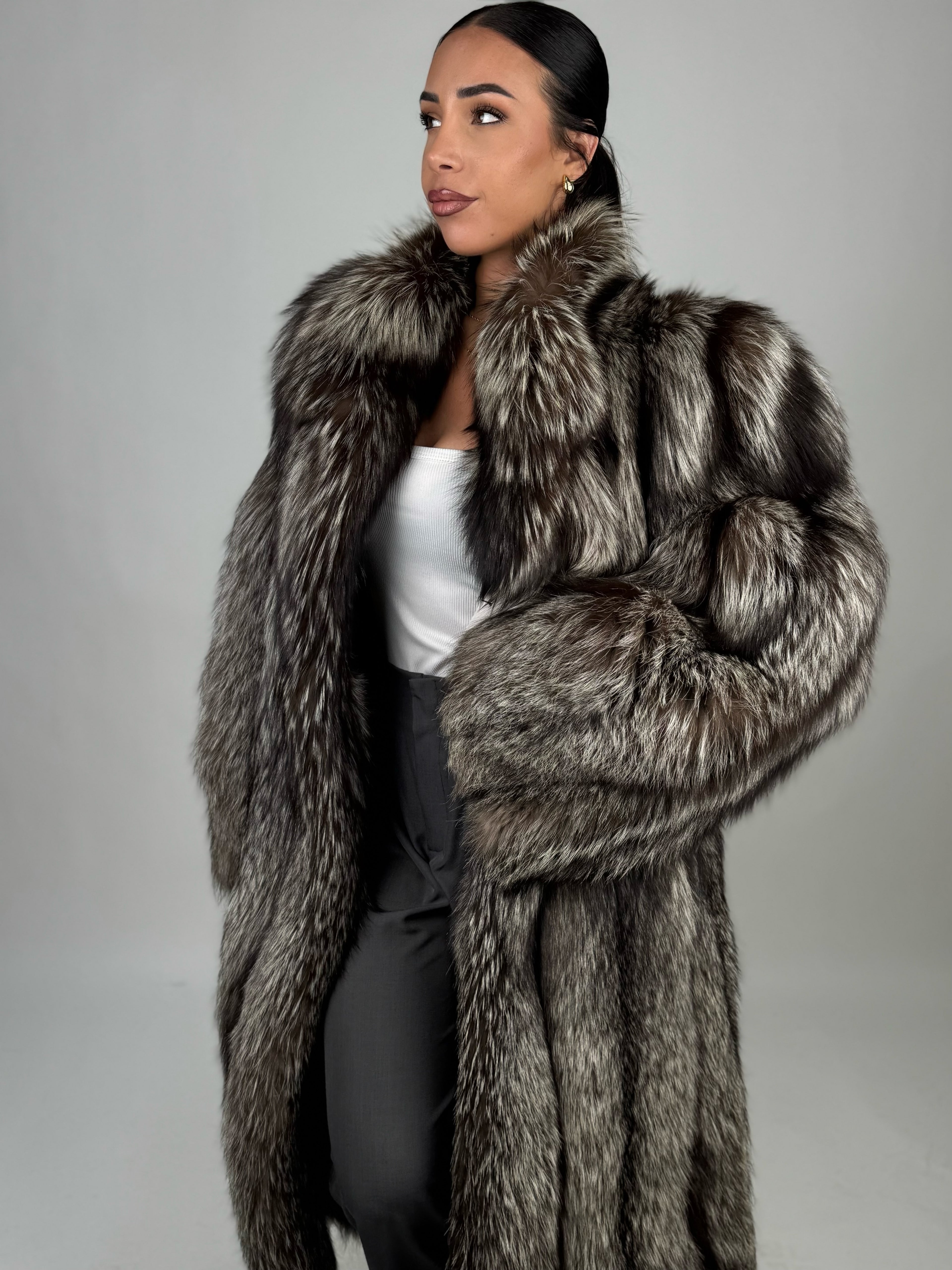 Cappotto in volpe argentata N449