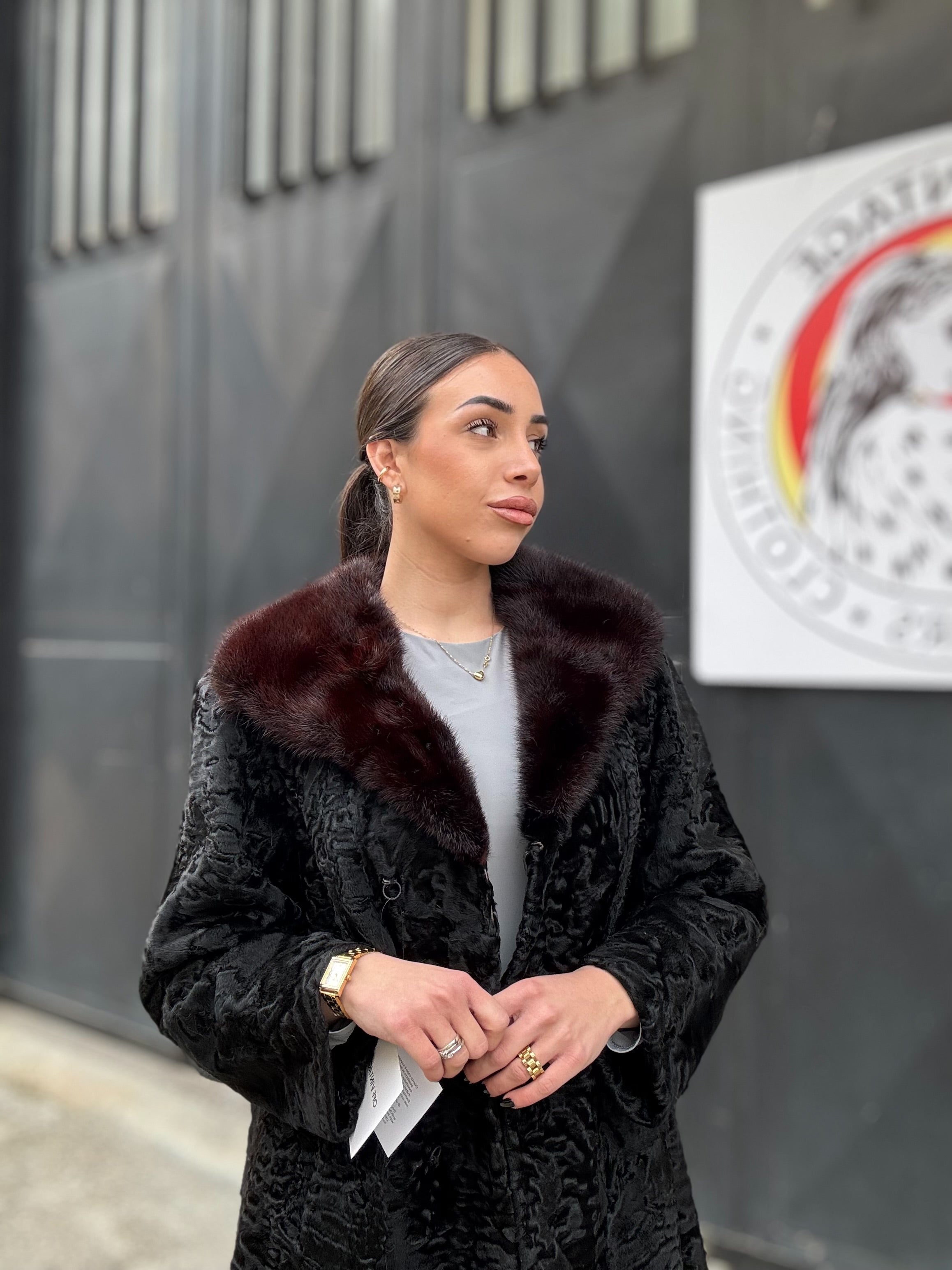 Cappotto in astrakan e visone