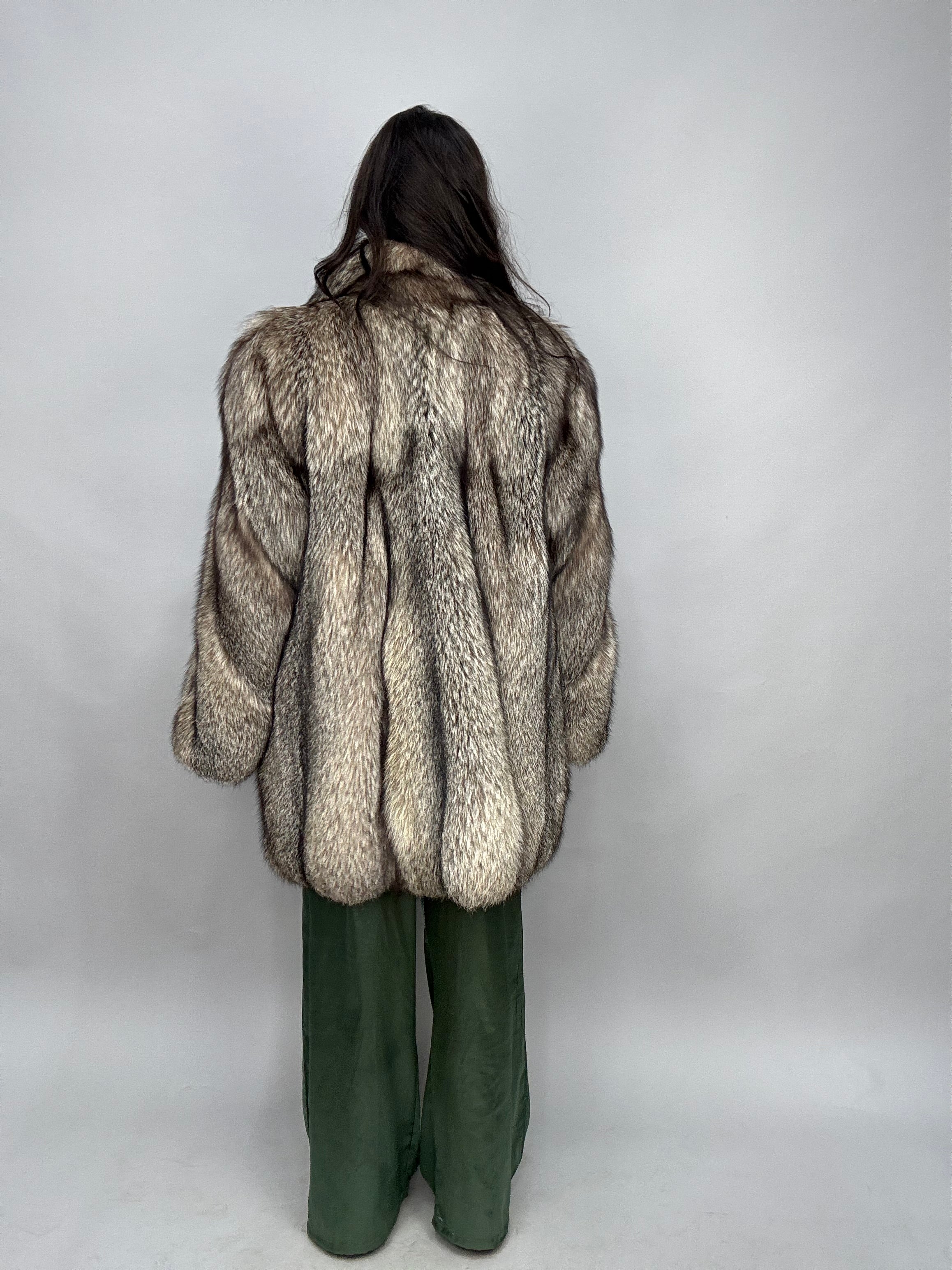 Giacca in volpe argentata