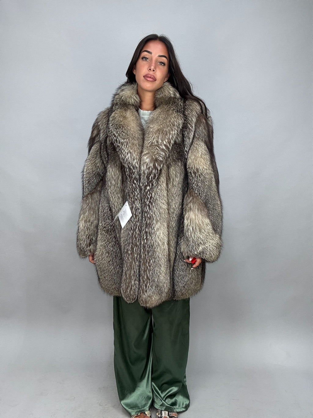 Giacca in volpe argentata