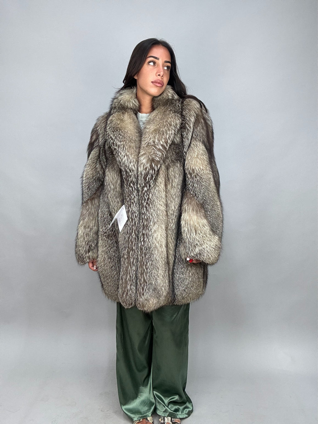 Giacca in volpe argentata