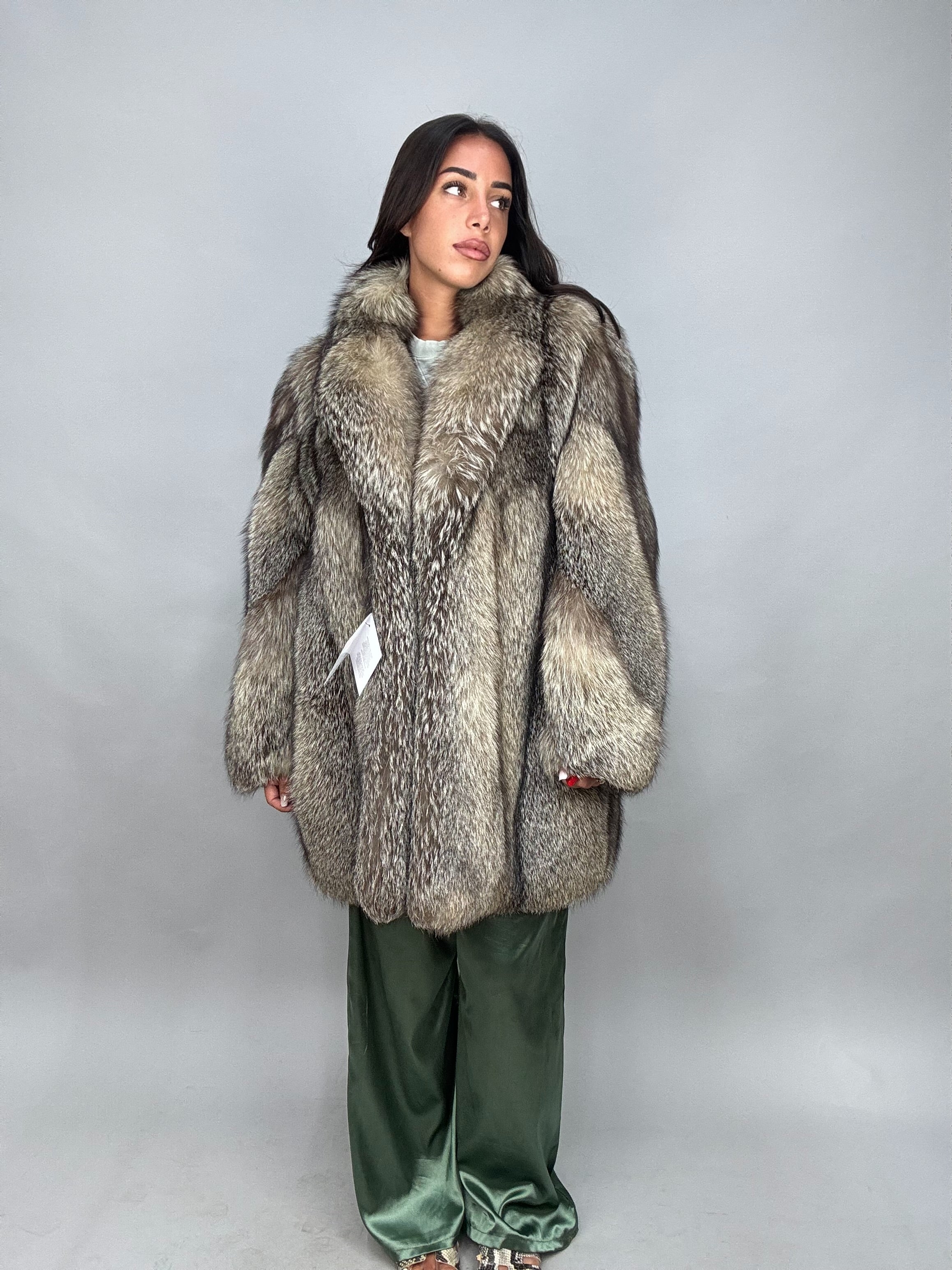 Giacca in volpe argentata