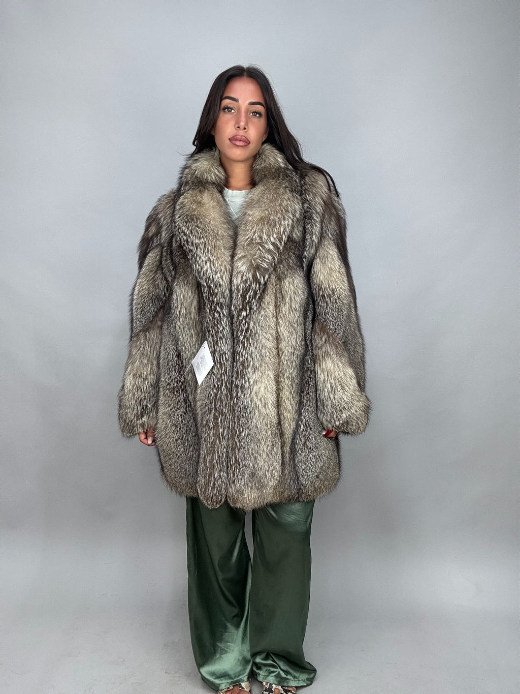 Giacca in volpe argentata
